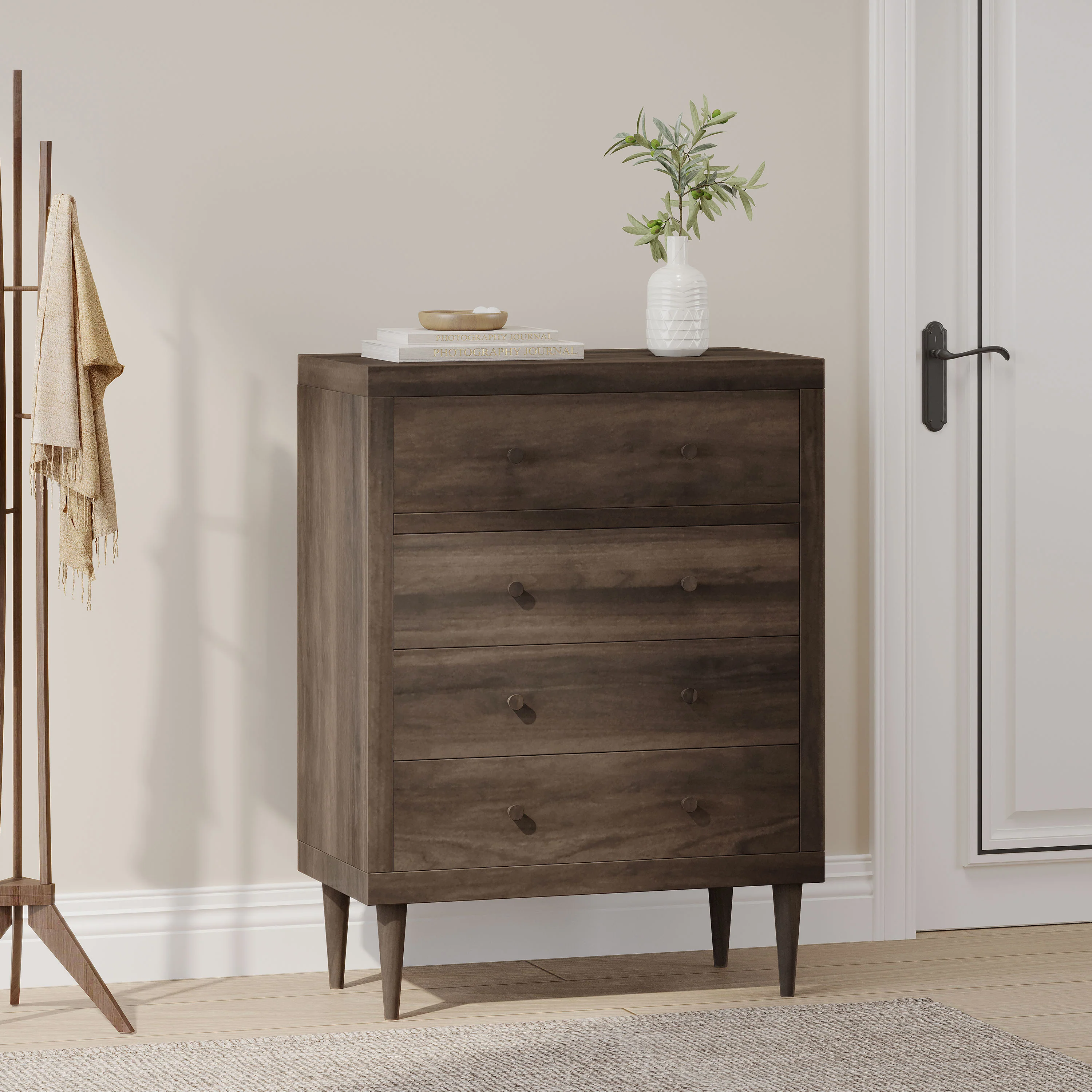 Farhart Mid Century Modern 4 Drawer Dresser - furnishings