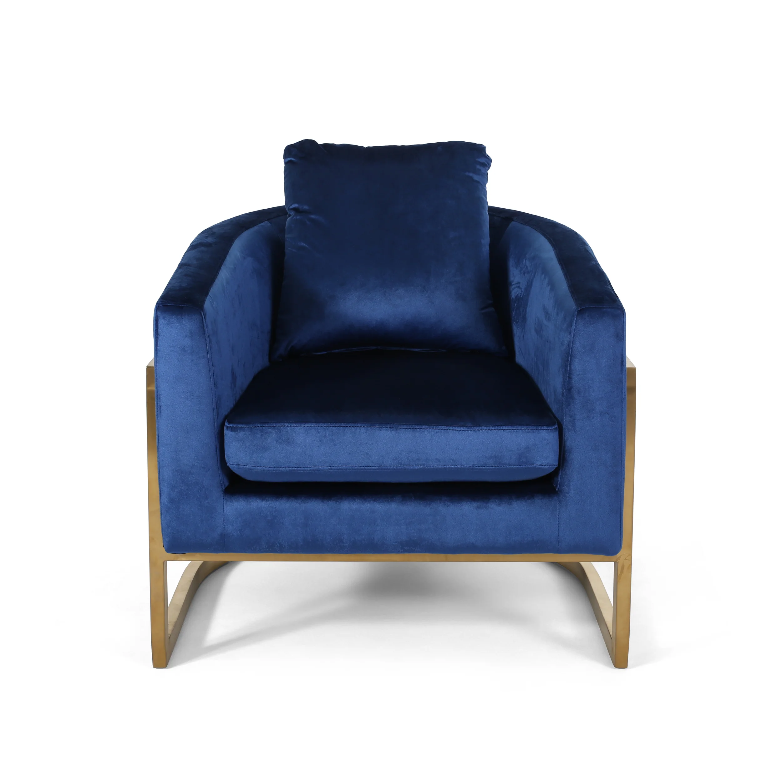 Coldwater Modern Velvet Glam Armchair with Stainless Steel Frame - furnishings