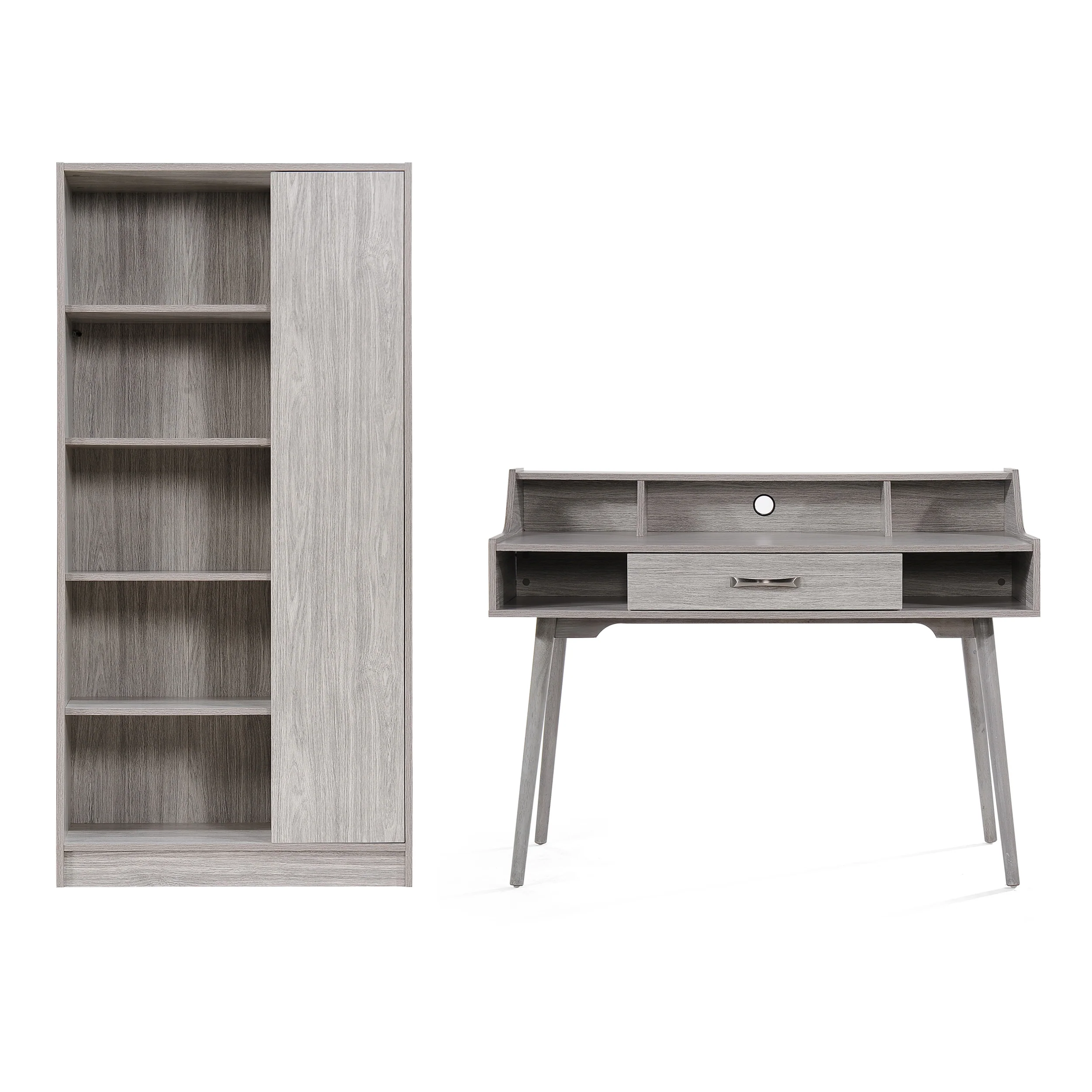 Belinda Mid Century Modern Office Desk And Bookcase Set - furnishings