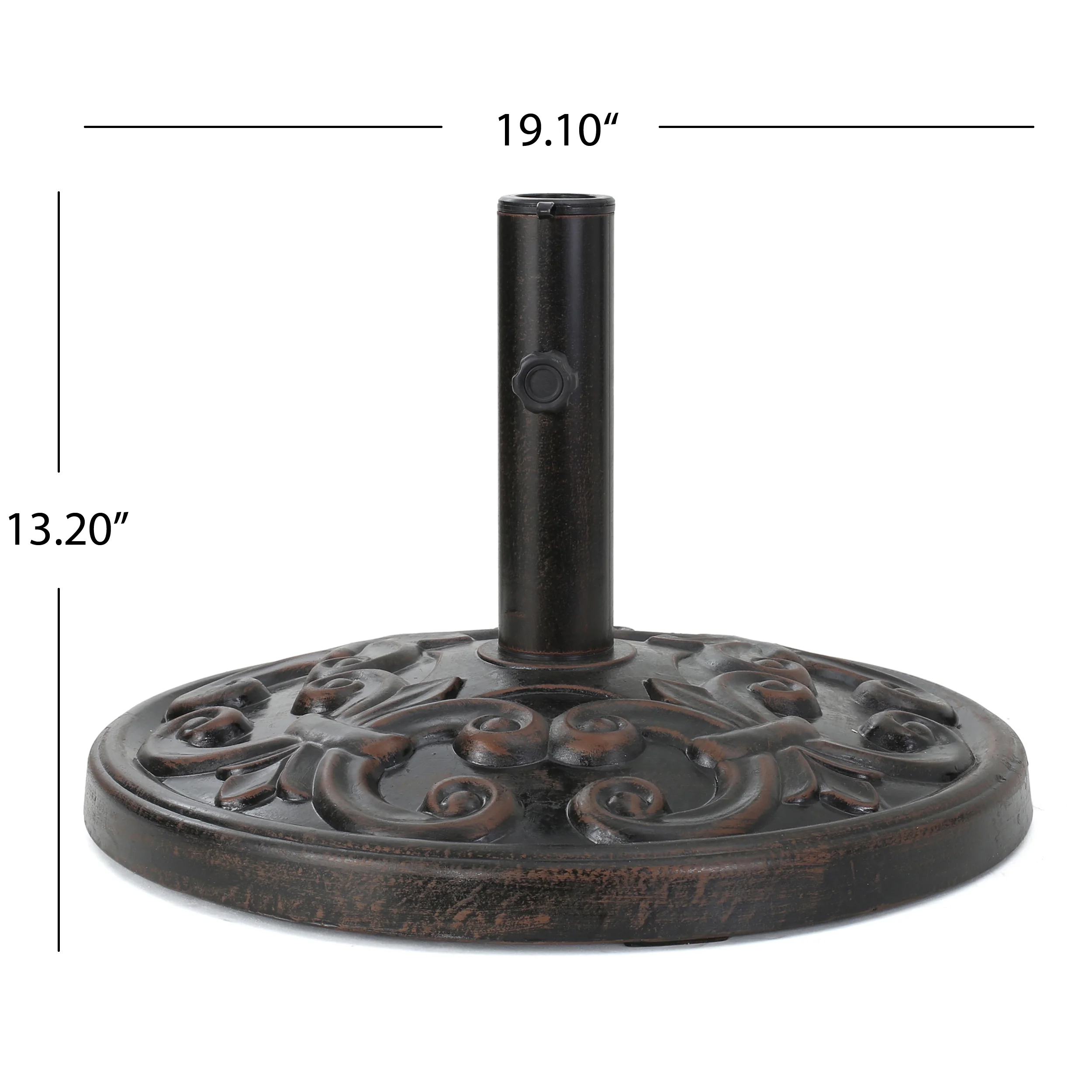 Gretta Outdoor Bronze Resin and Black Steel Unbrella Base - furnishings