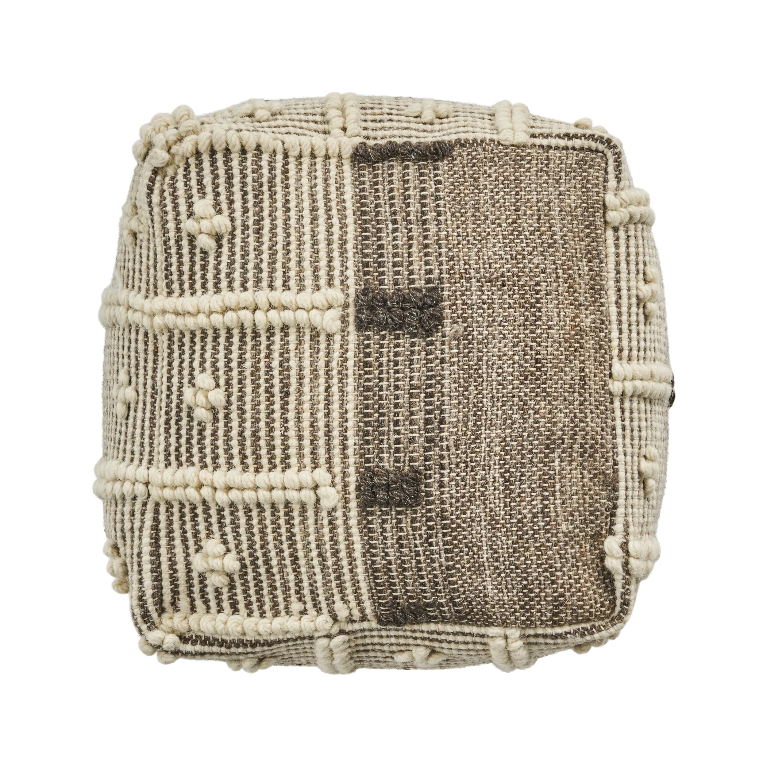 Murphie Boho Wool and Cotton Ottoman Pouf - furnishings