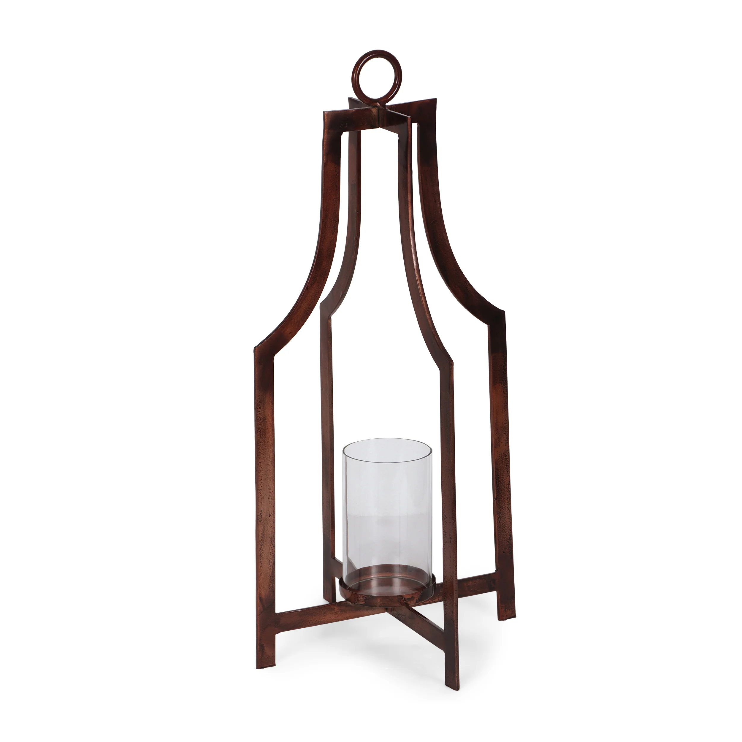 Sawicki Handmade Iron Lantern Candle Holder, Antique Copper - furnishings