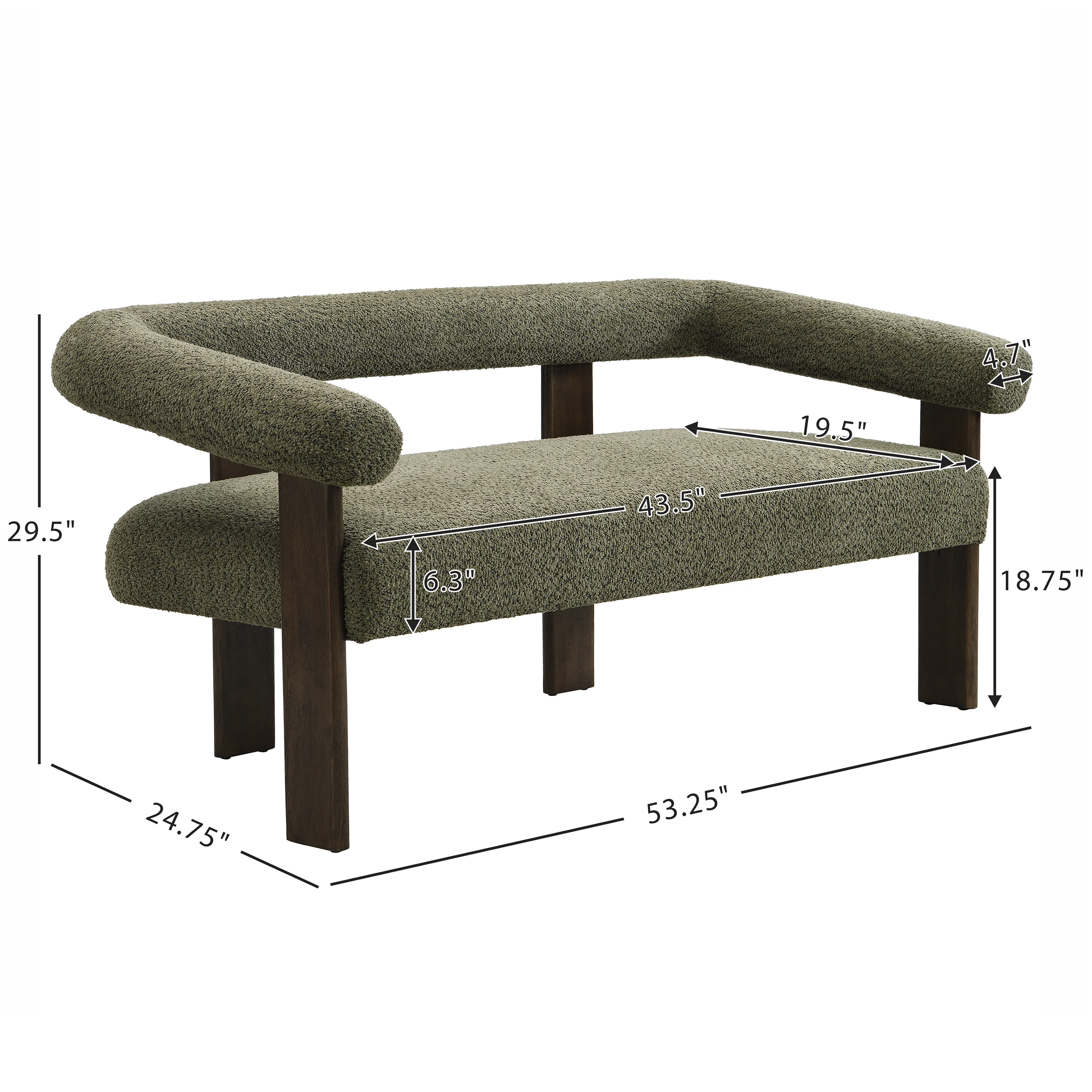 Elarer Modern Upholstered Loveseat 2 Seater Sofa - furnishings