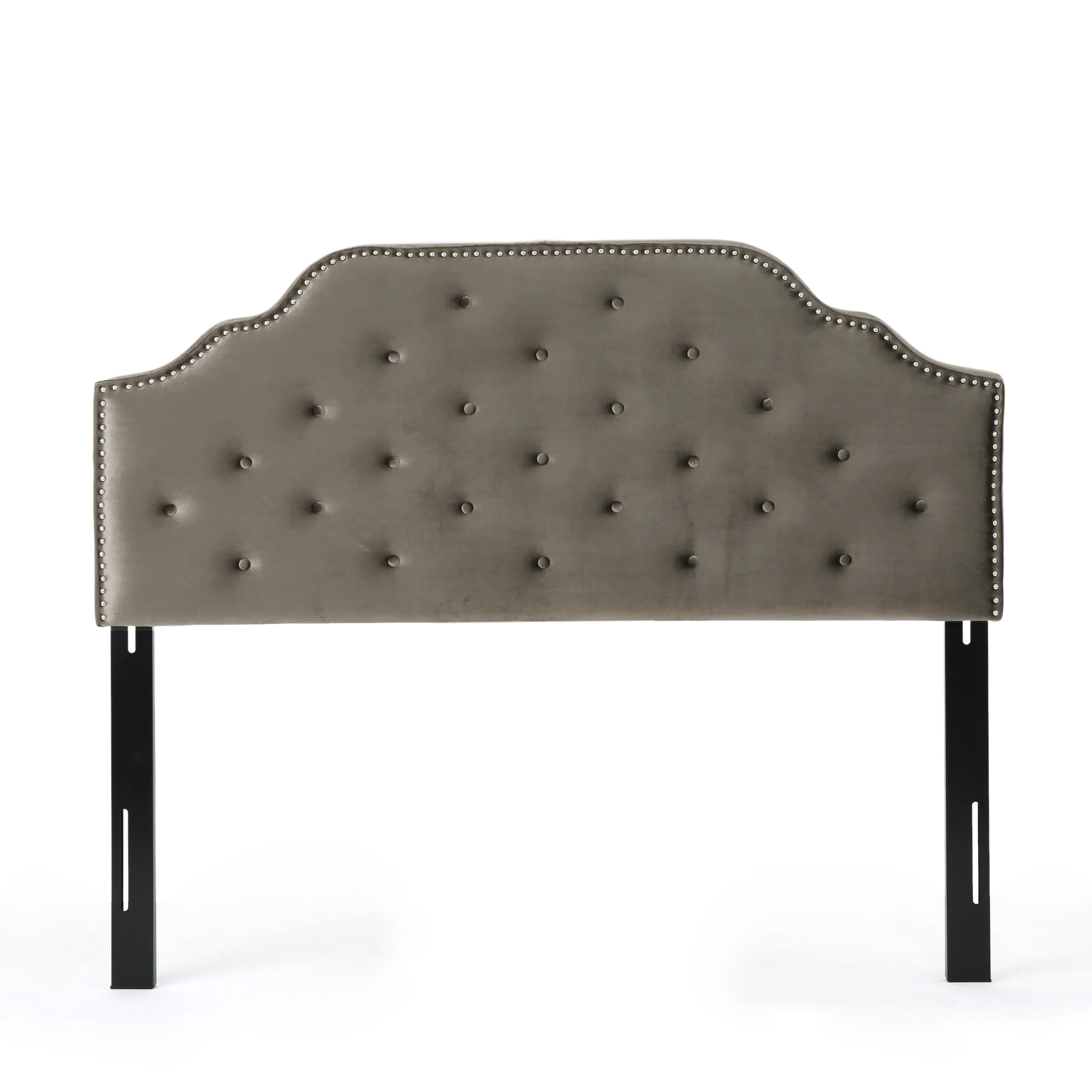 Falcon Contemporary Tufted New Velvet Queen/Full Headboard w/ Nailhead Accents - furnishings