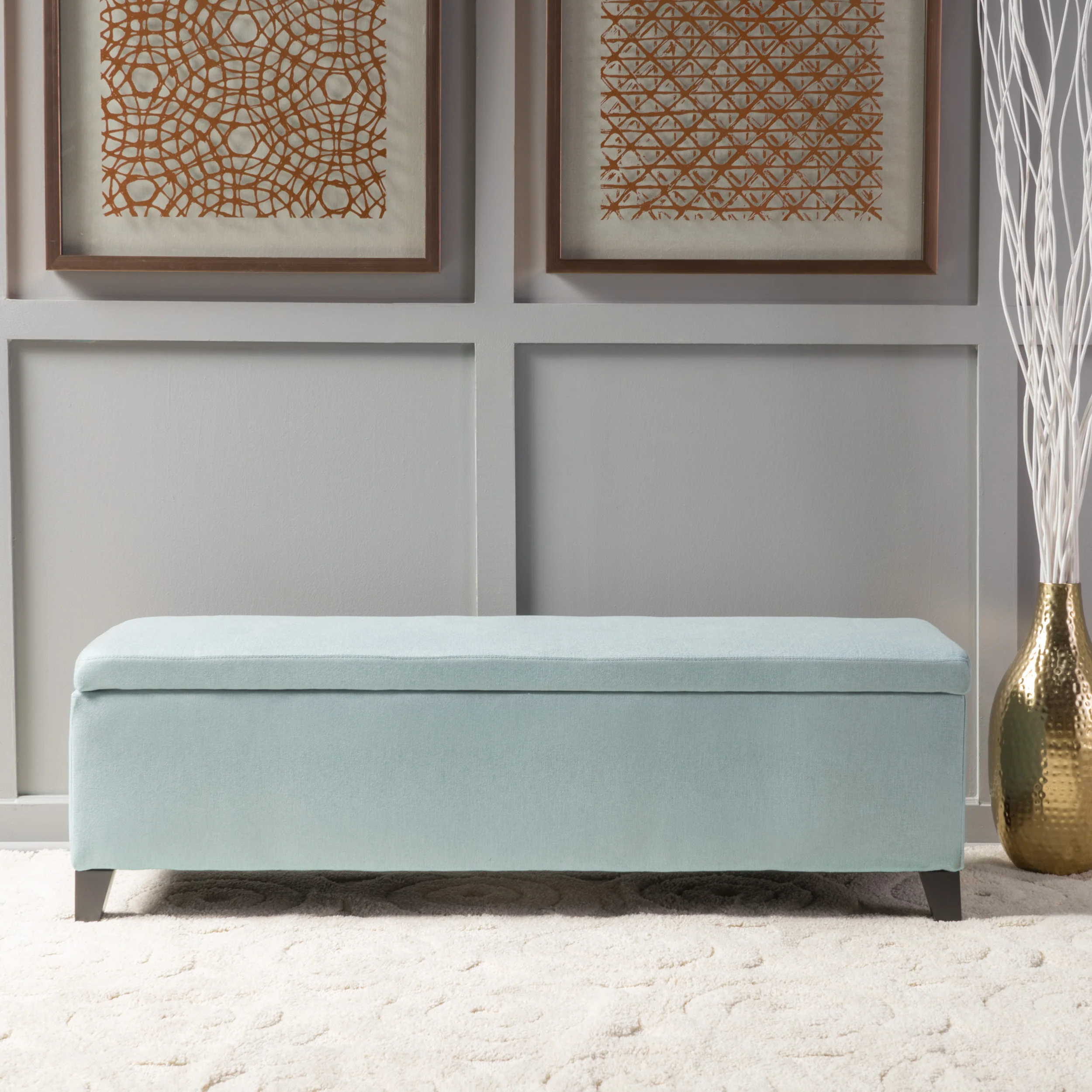 Clor Fabric Rectangle Storage Ottoman Bench - furnishings