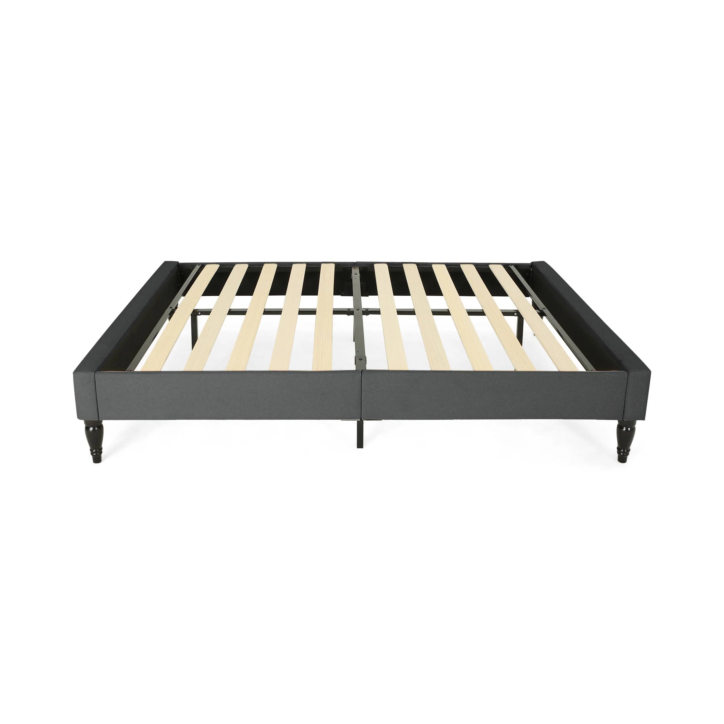 Luca Contemporary Upholstered Queen Bed Frame with Turned Legs - furnishings