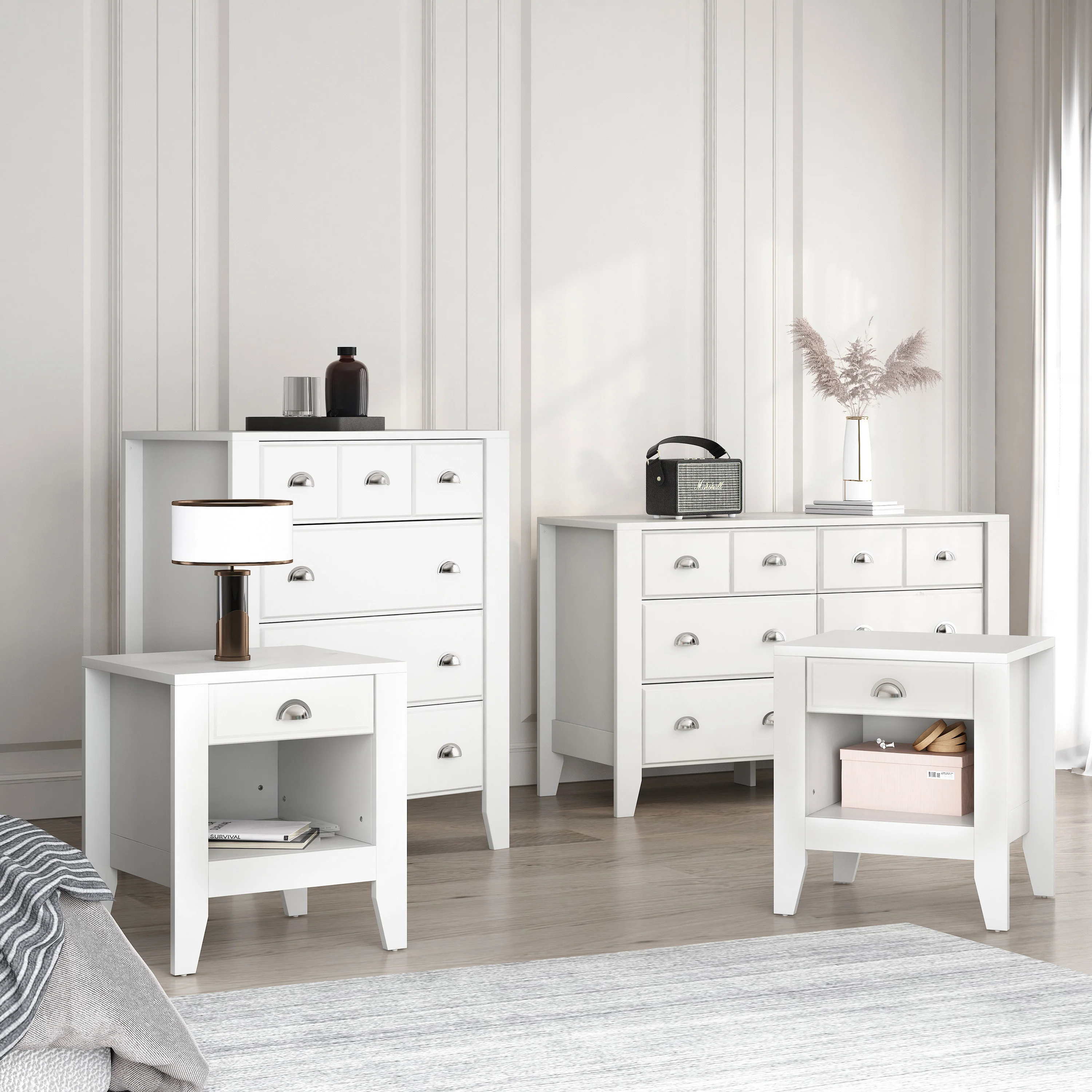 Cleary Contemporary Faux Wood 4 Piece Bedroom Set - furnishings