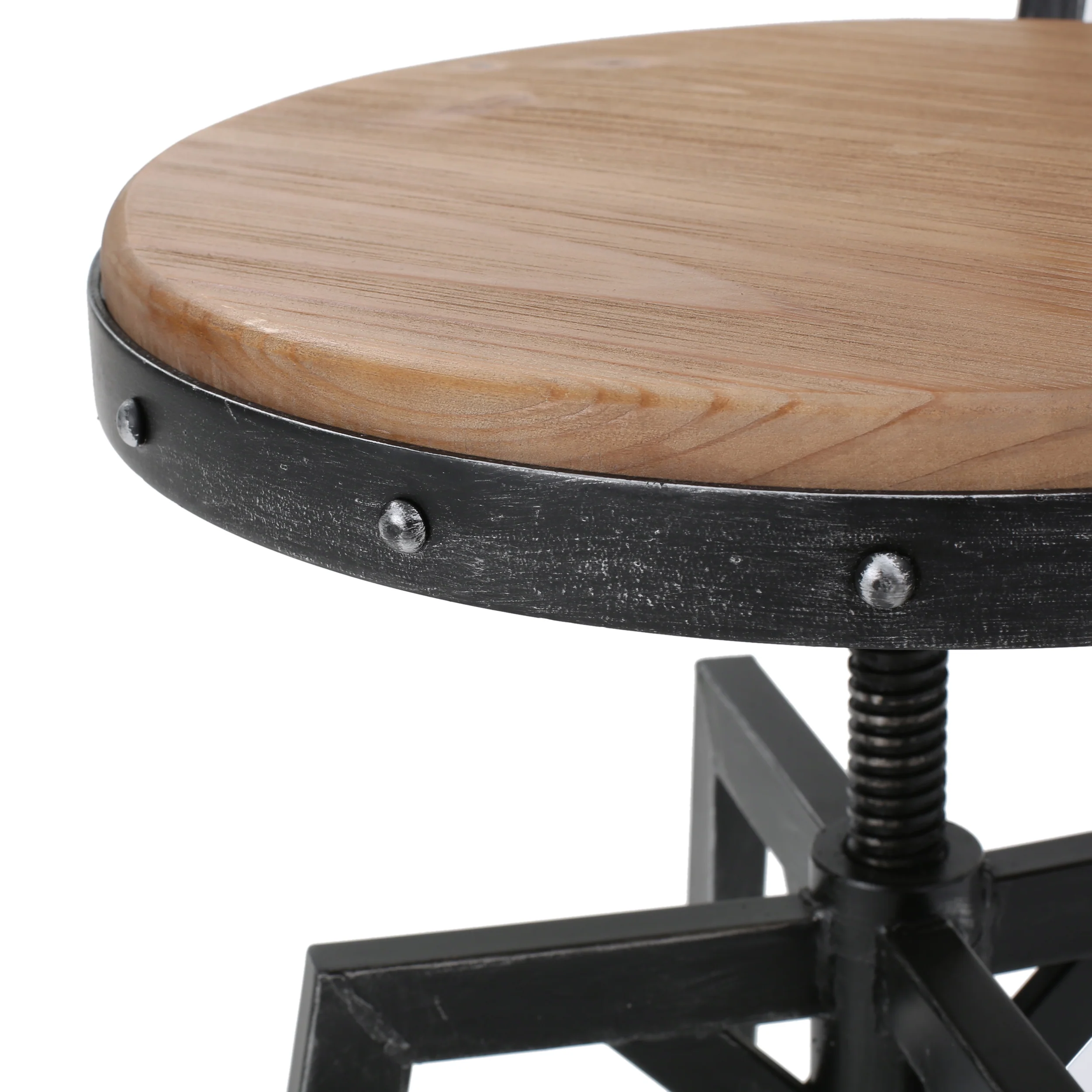 Jutte Black Brush Silver Firwood Smooth Back Adjustable Bar Stool - furnishings