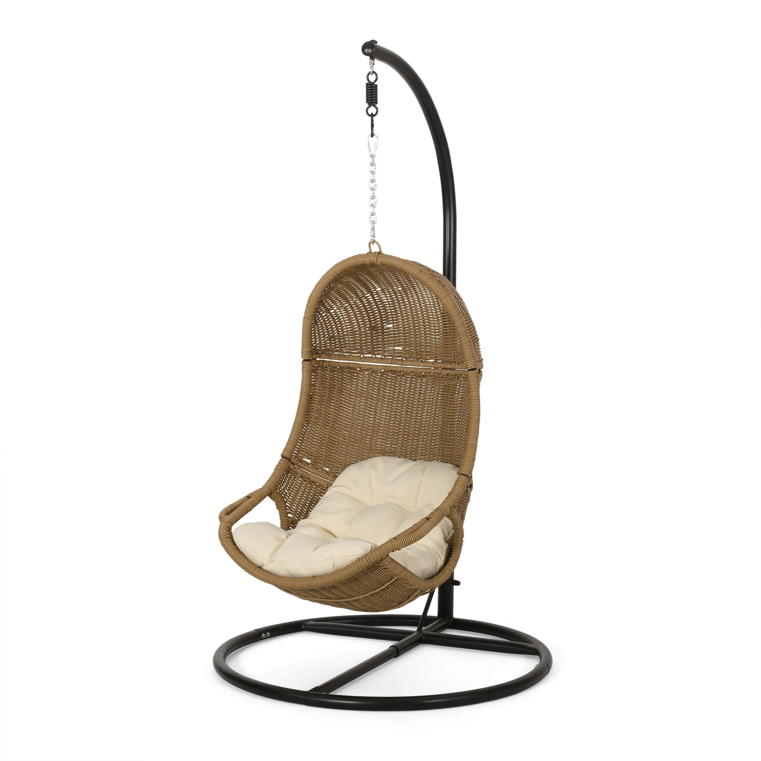 Yukon Outdoor Wicker Hanging Nest Chair with Stand - furnishings