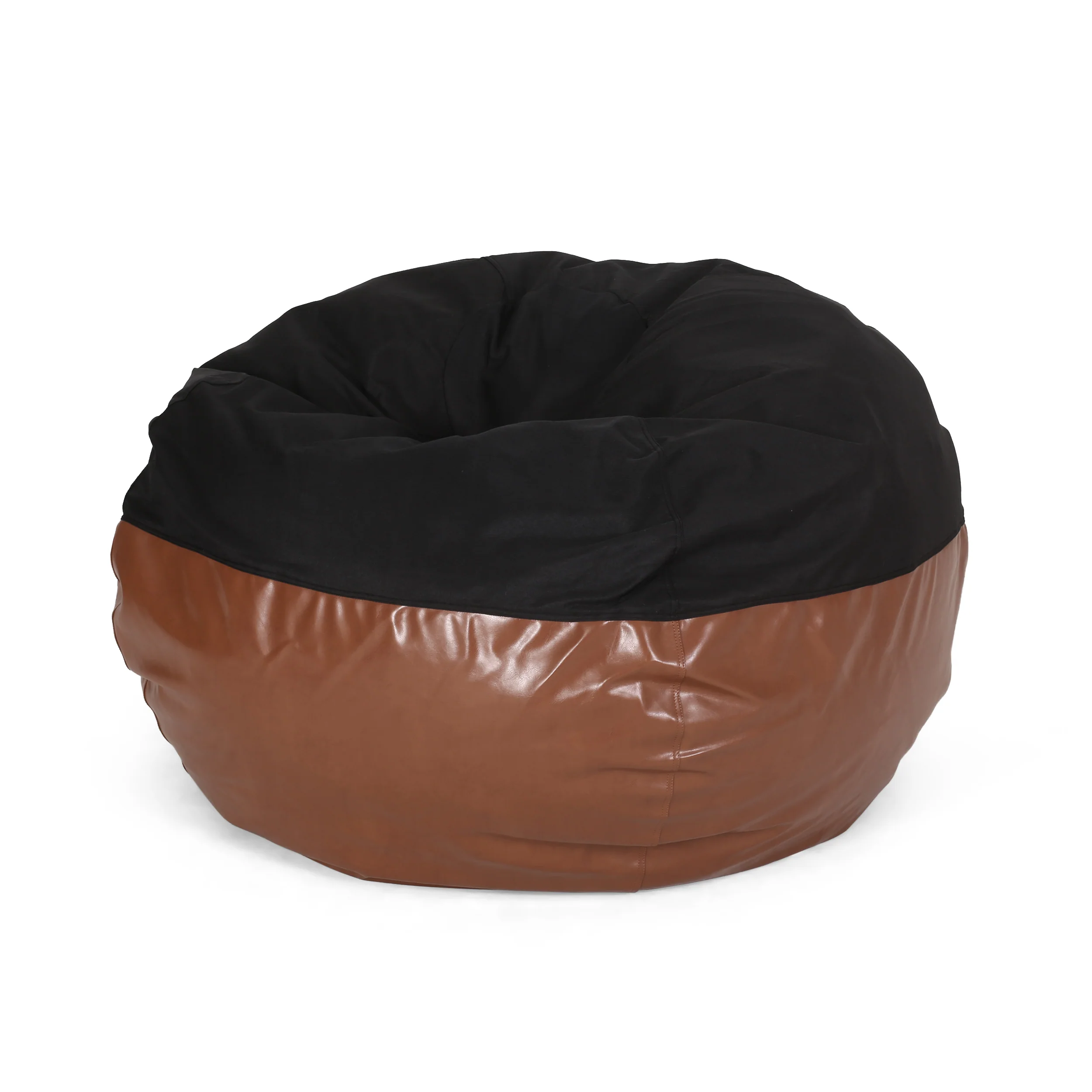 Meagher Modern 5 Foot Two Toned Fabric and Faux Leather Bean Bag - furnishings