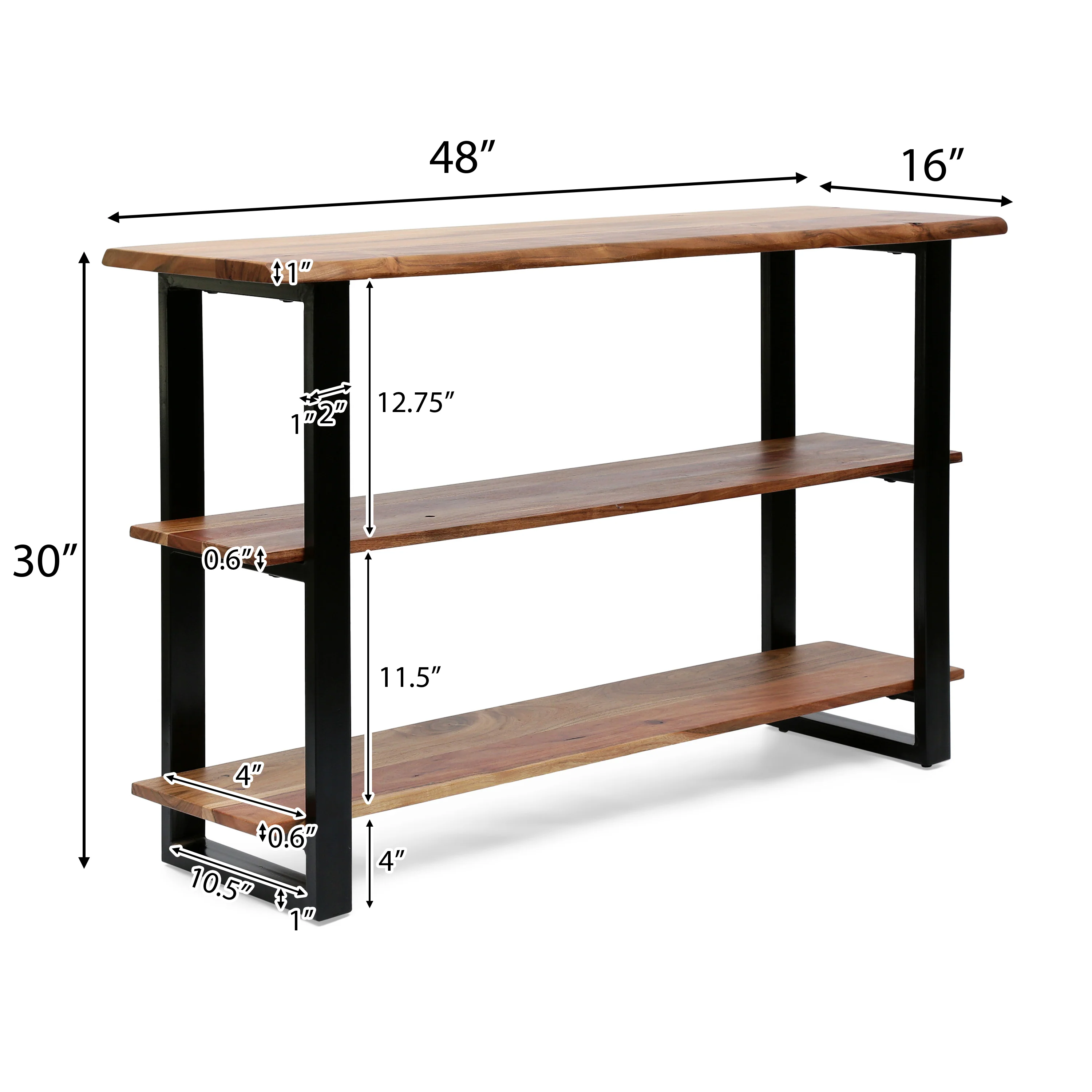 Canaan Handcrafted Modern Industrial Acacia Wood Media Console Table - furnishings