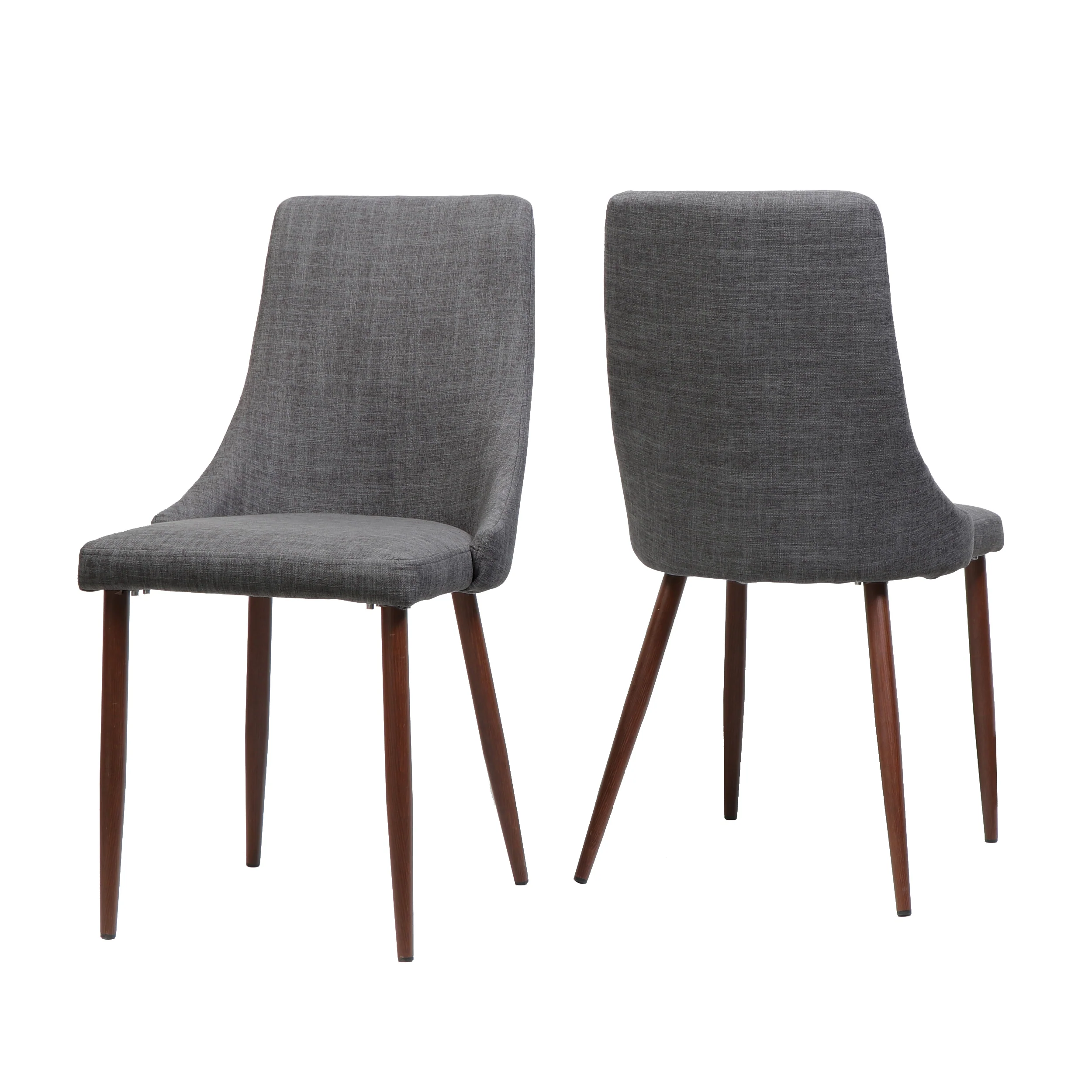 Soloman Mid Century Fabric Dining Chairs with Wood Finished Legs - Set of 2 - furnishings
