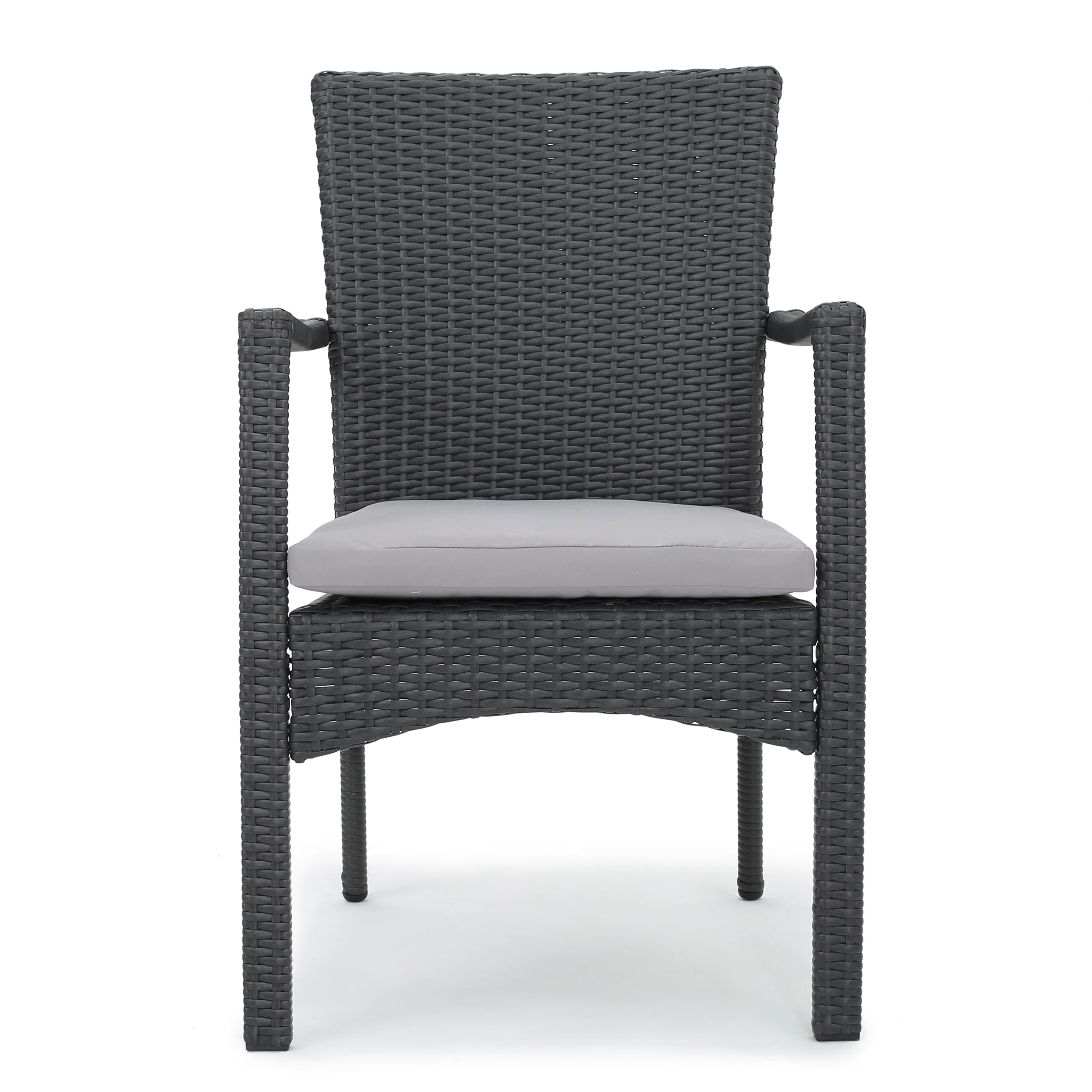 Maise Outdoor 8 Seater Expandable Wood and Wicker Dining Set, Gray - furnishings