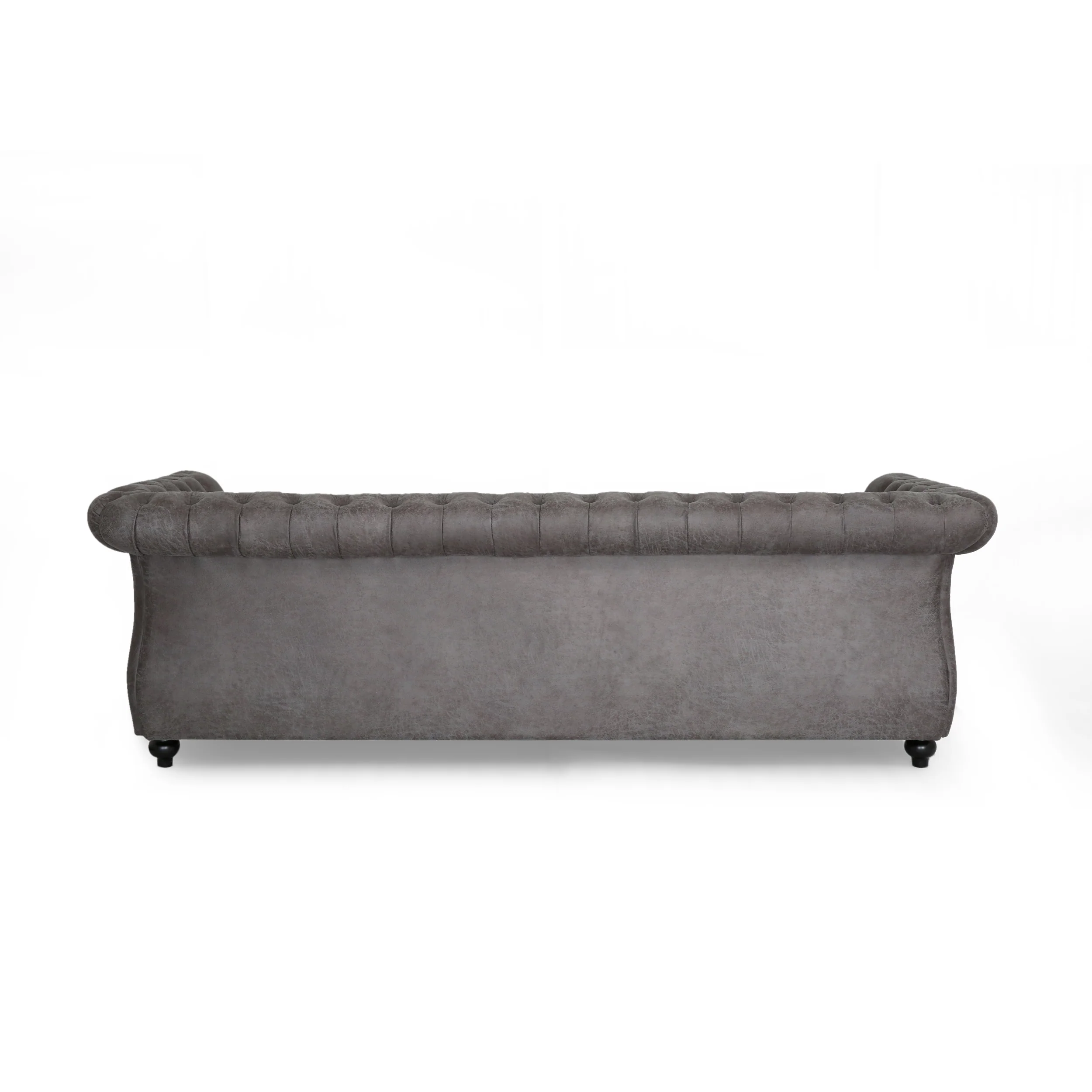 Vita Chesterfield Tufted Microfiber Sofa with Scroll Arms - furnishings