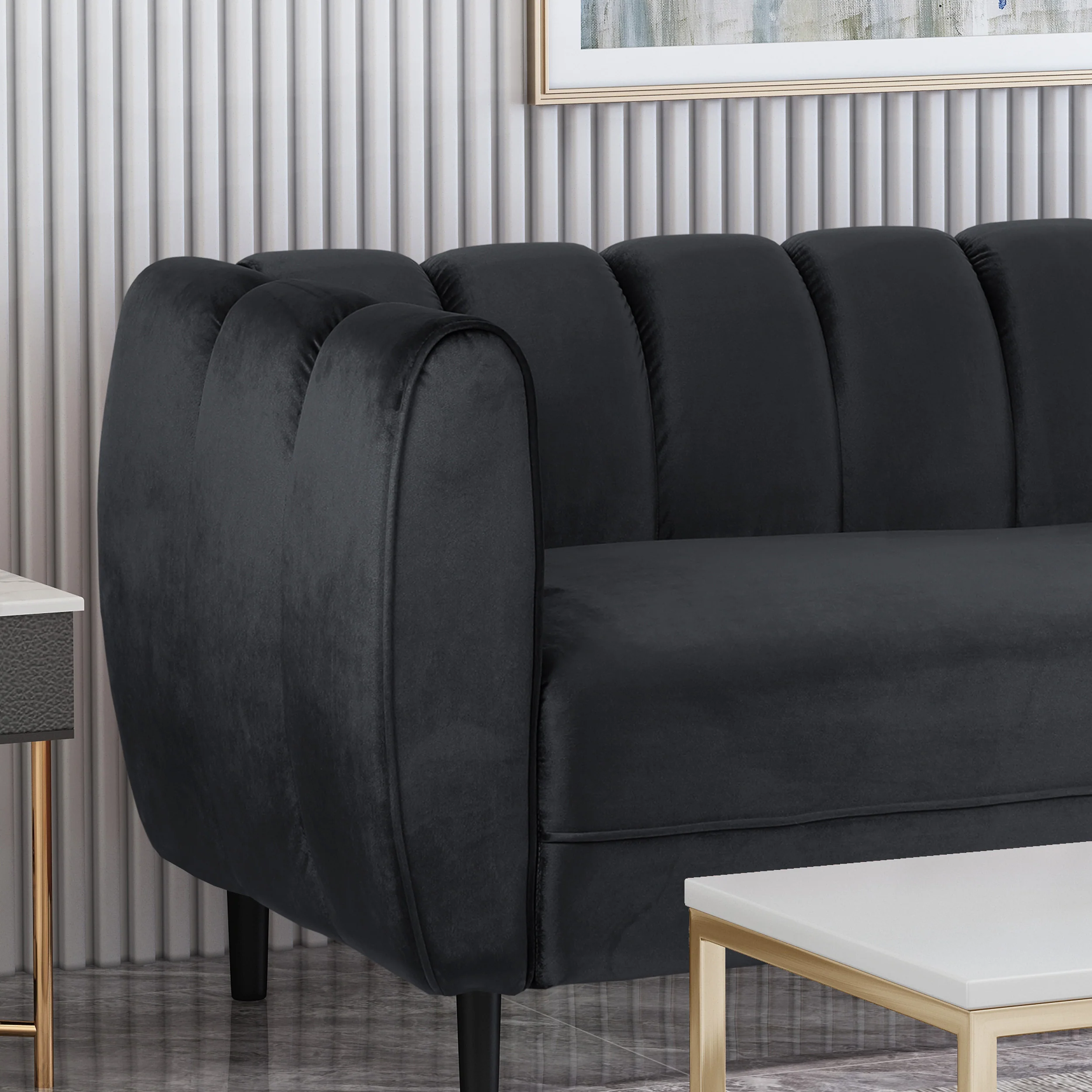 Karimah Modern Velvet 3 Seater Sofa - furnishings