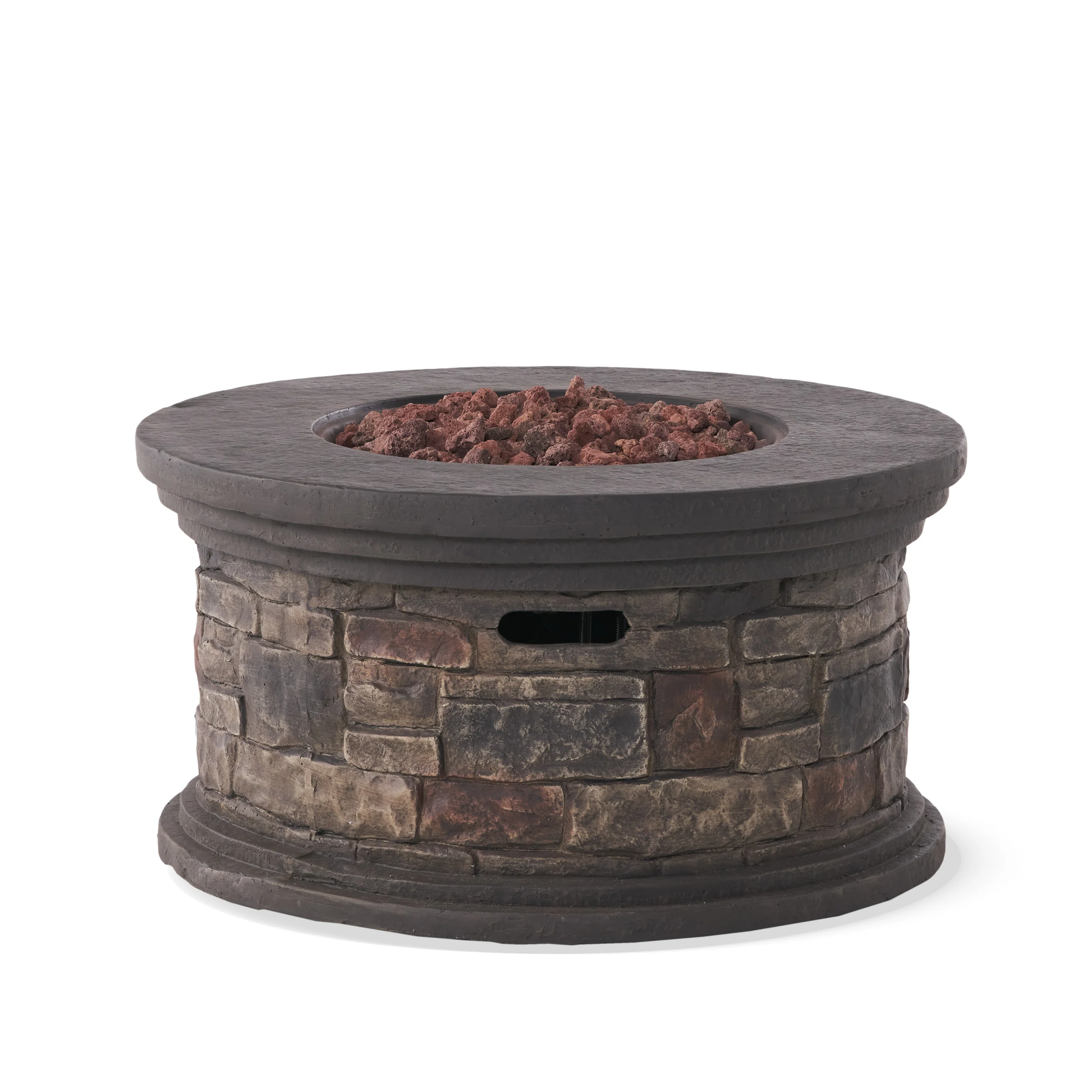 Troy Outdoor 40,000 BTU Lightweight Concrete Circular Fire Pit (No Tank Holder), Stone Finish - furnishings