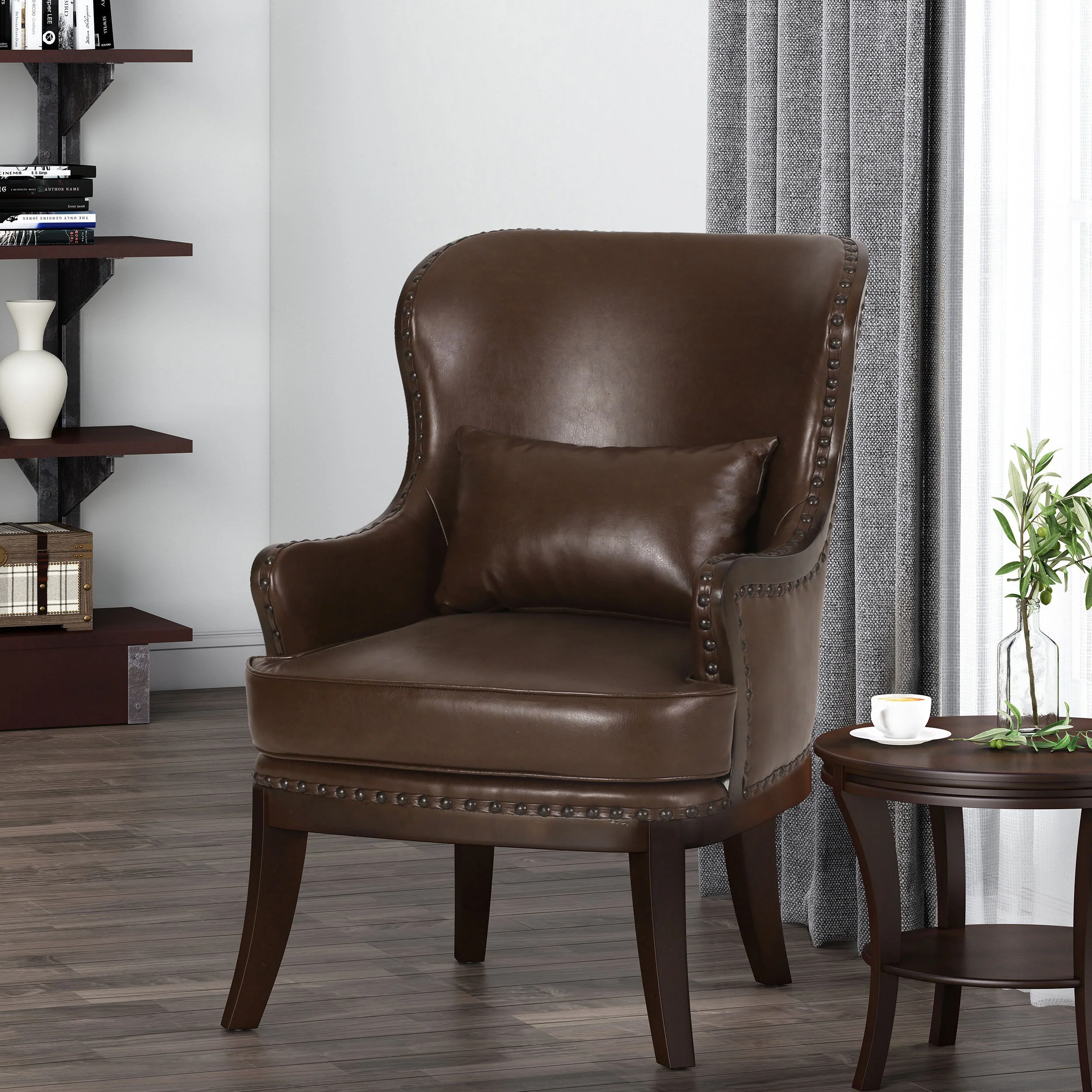 Jett Contemporary Upholstered Accent Chair with Nailhead Trim - furnishings