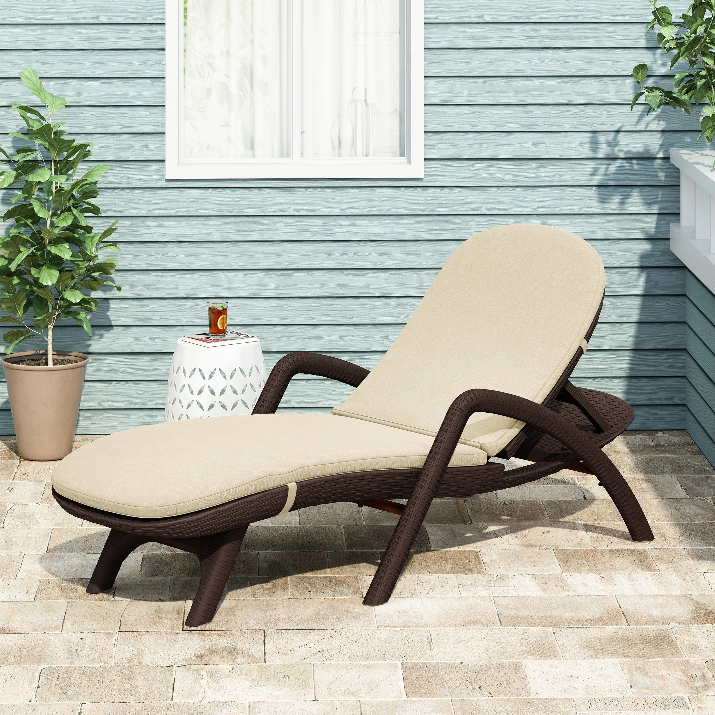 Farirra Outdoor Water Resistant Chaise Lounge Cushion - furnishings