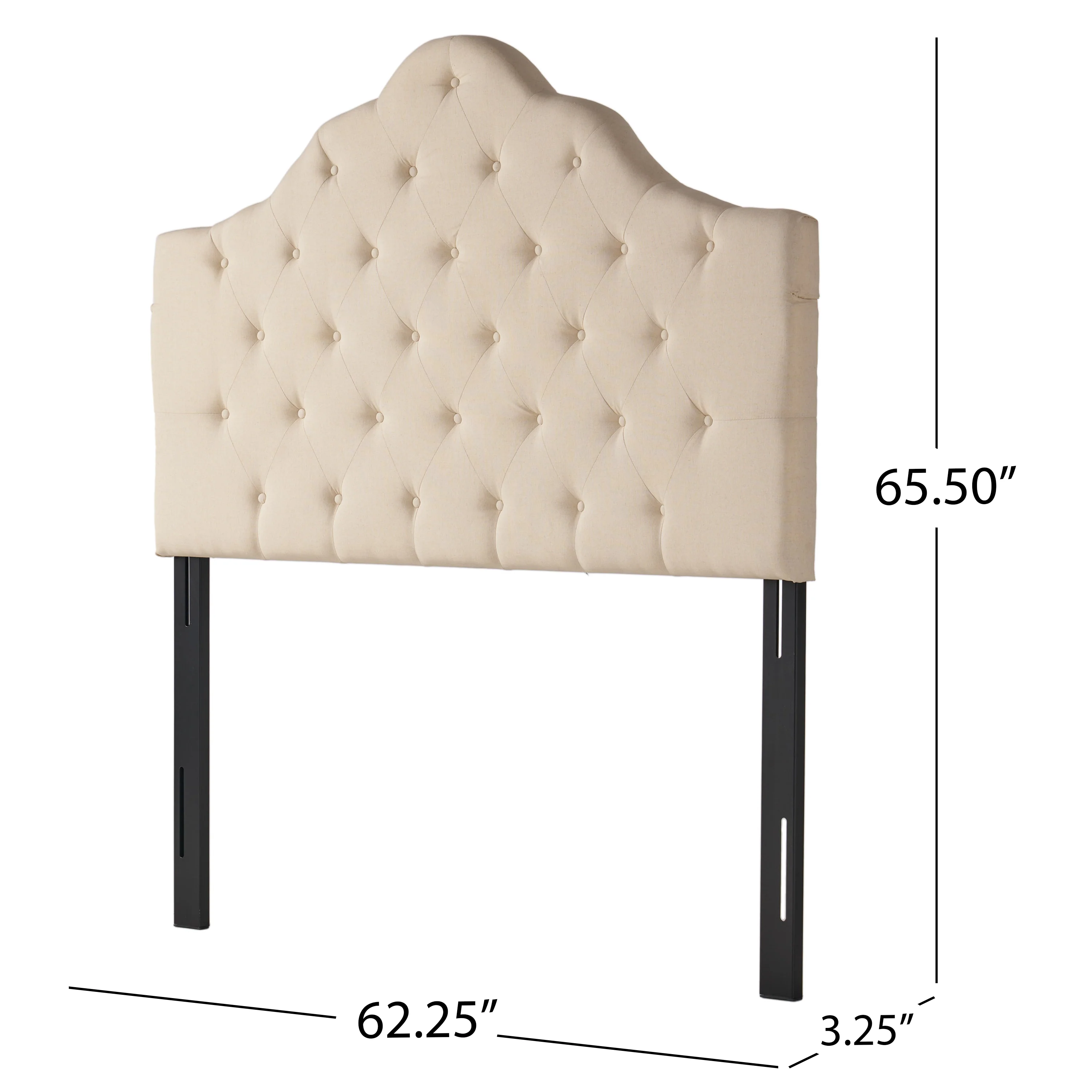 Orlban Contemporary Button Tufted Beige Fabric Queen/Full Headboard - furnishings