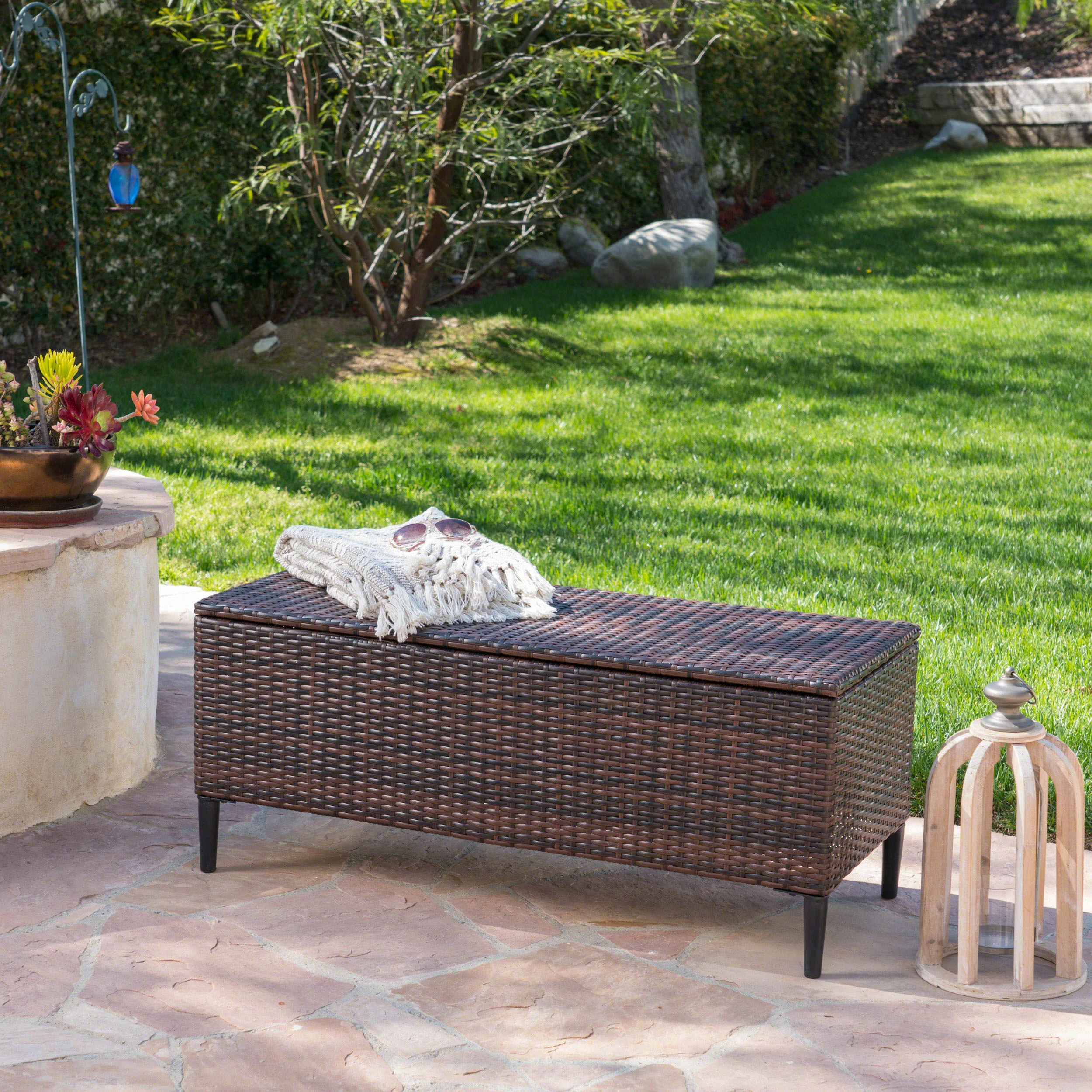 Irene Outdoor Wicker Storage Chest - furnishings
