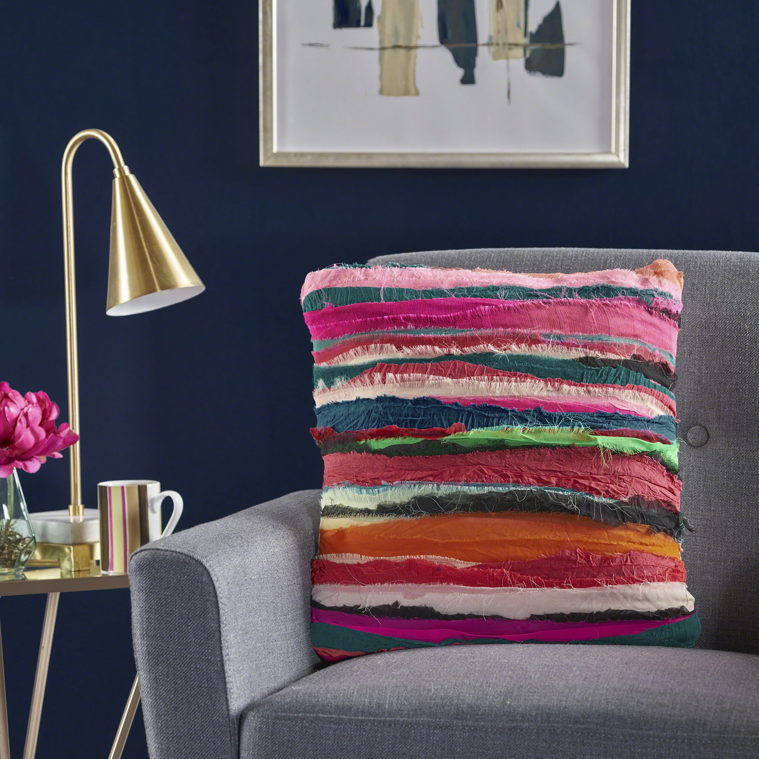 Rooney Handcrafted Boho Recycled Fabric Pillow - furnishings