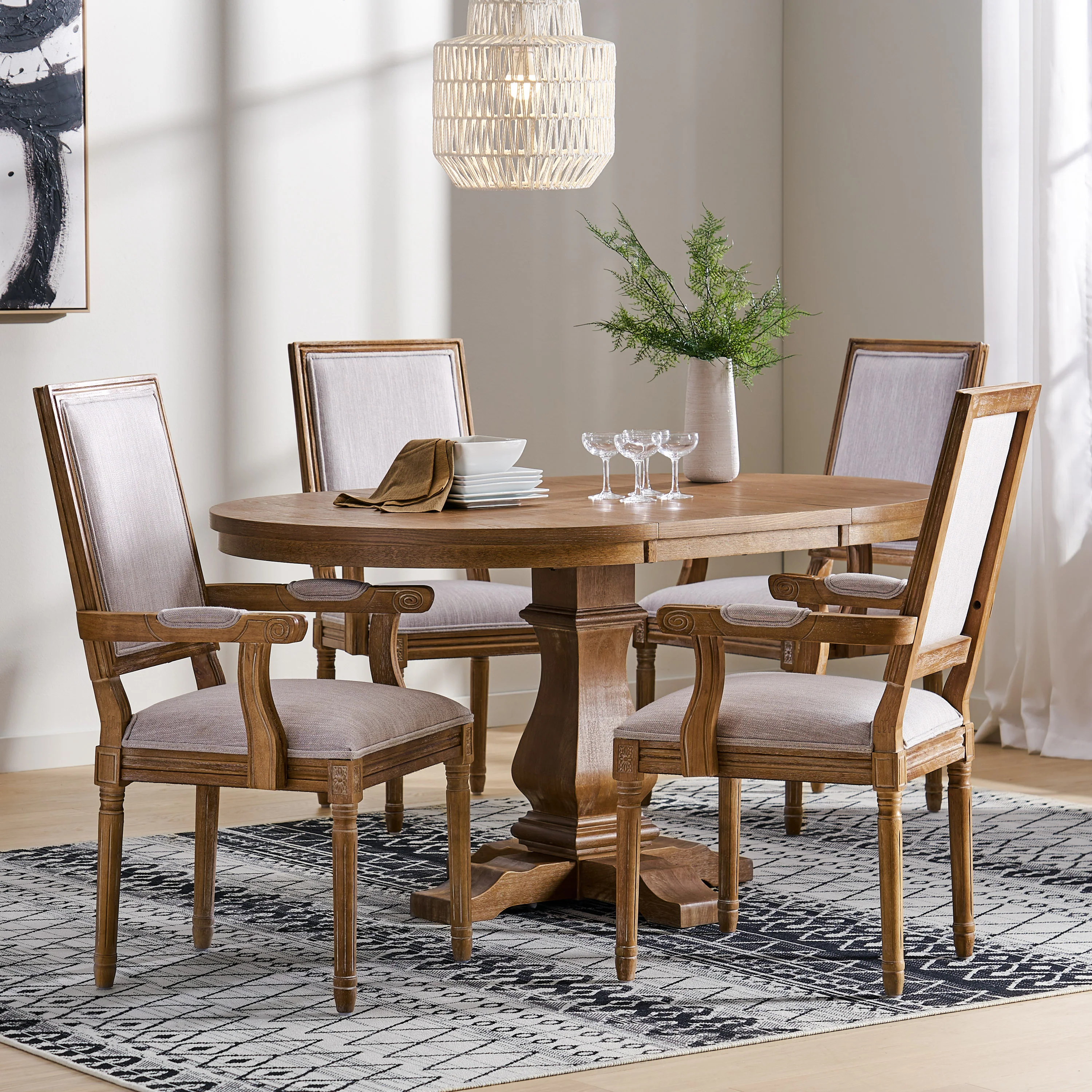 Ashlyn French Country Wood 5-Piece Expandable Dining Set - furnishings