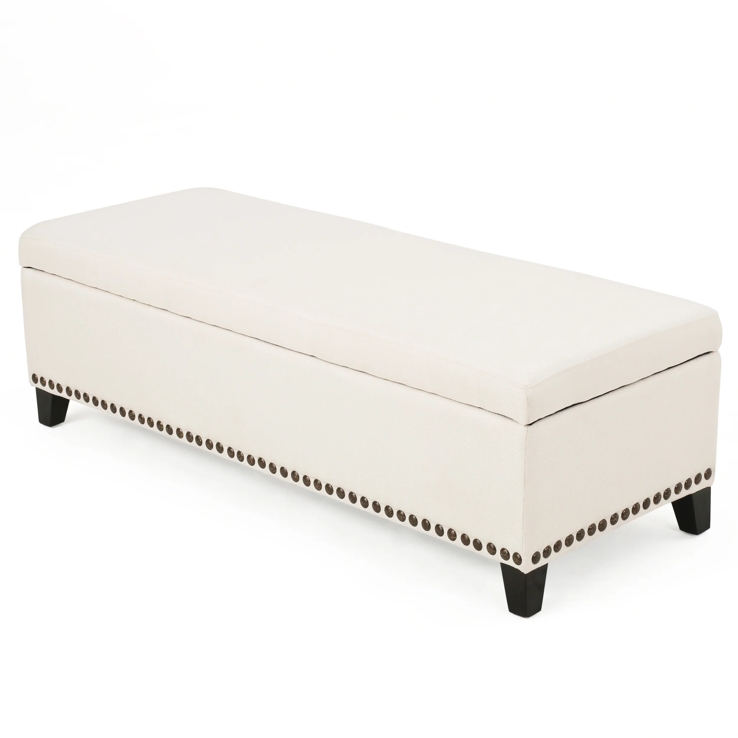 Labella Contemporary Fabric Upholstered Storage Ottoman with Nailhead Trim - furnishings