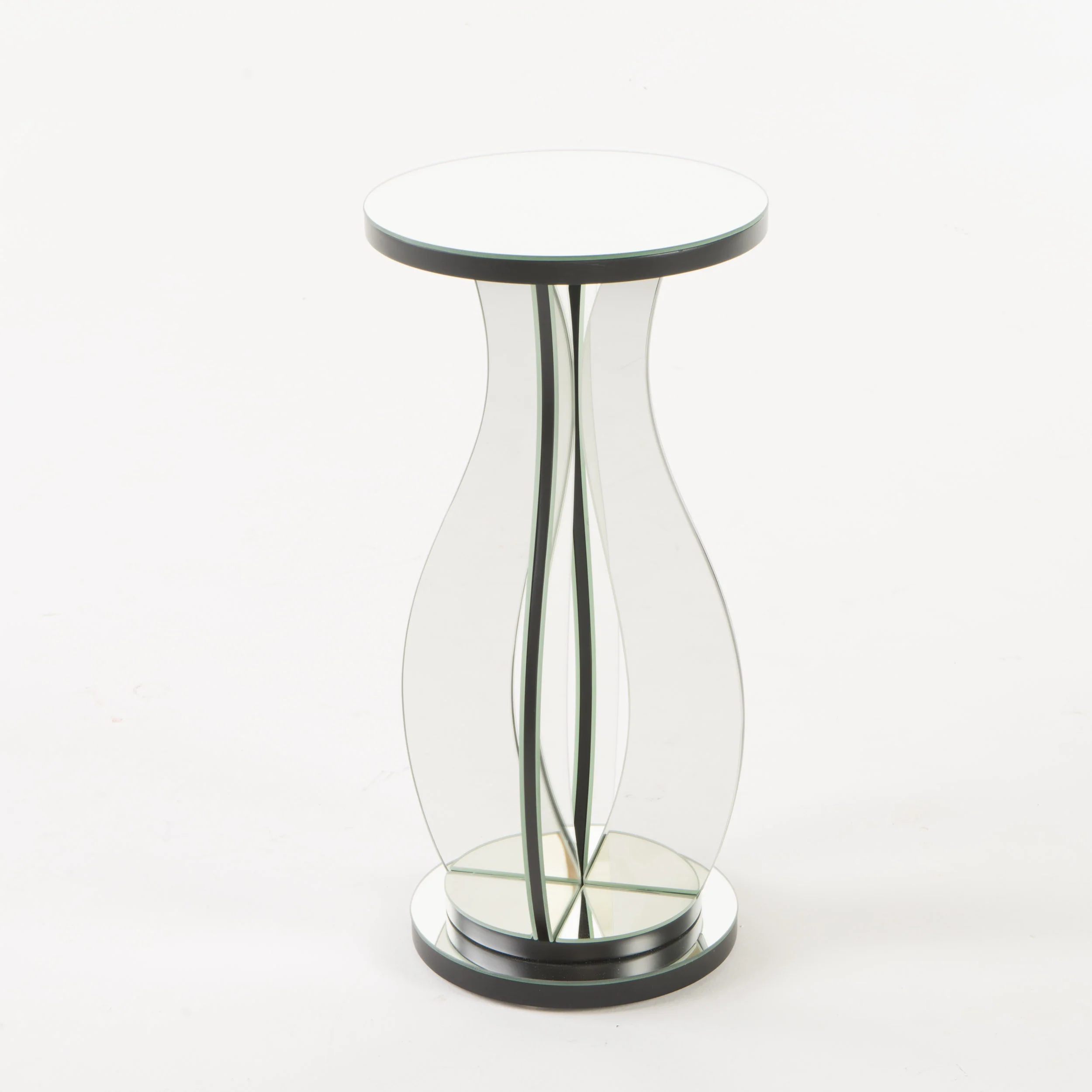 Tyne Modern Glam Curvy Mirror Accent Table with Circular Tabletop - furnishings
