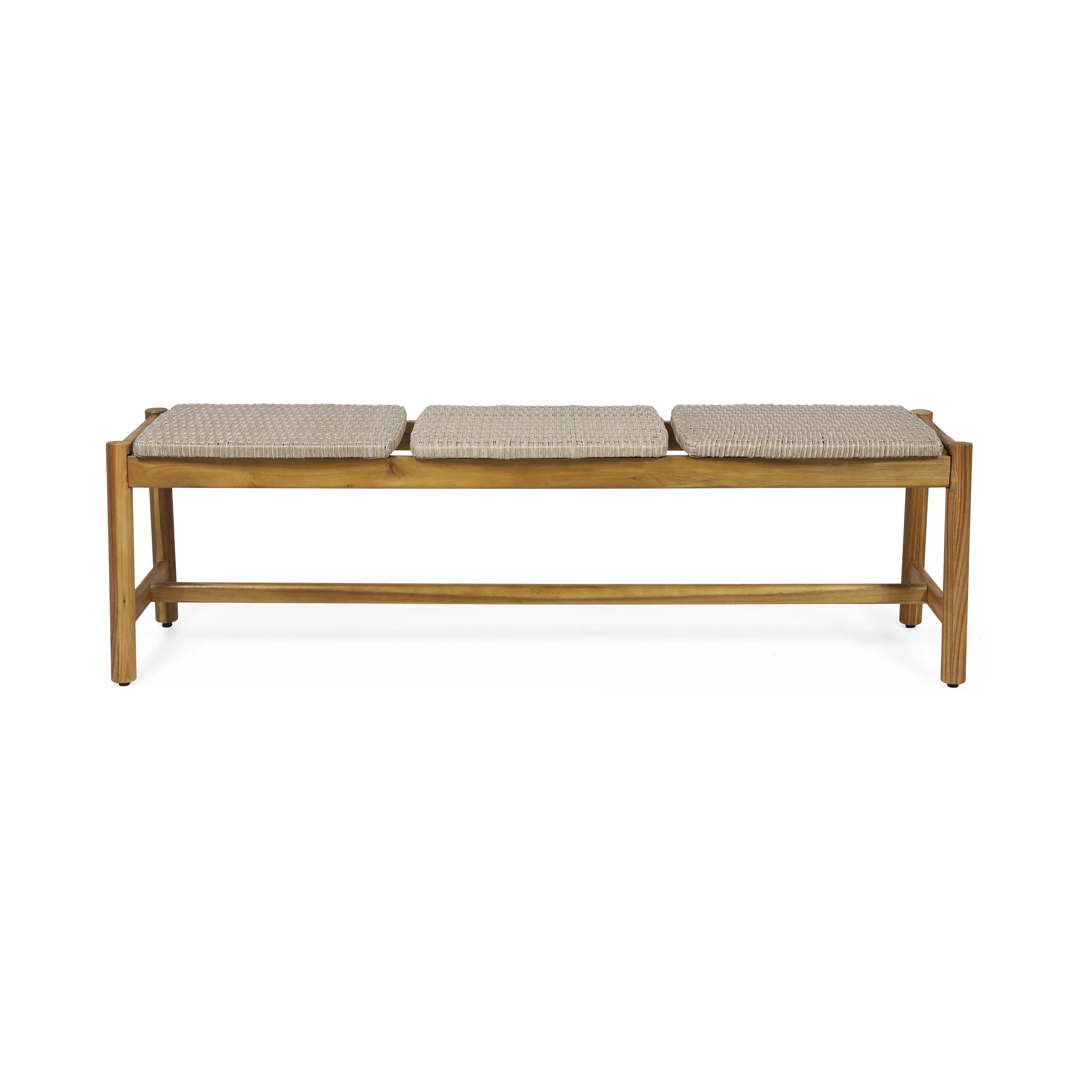Erick Outdoor 3 Seater Wicker Bench - furnishings