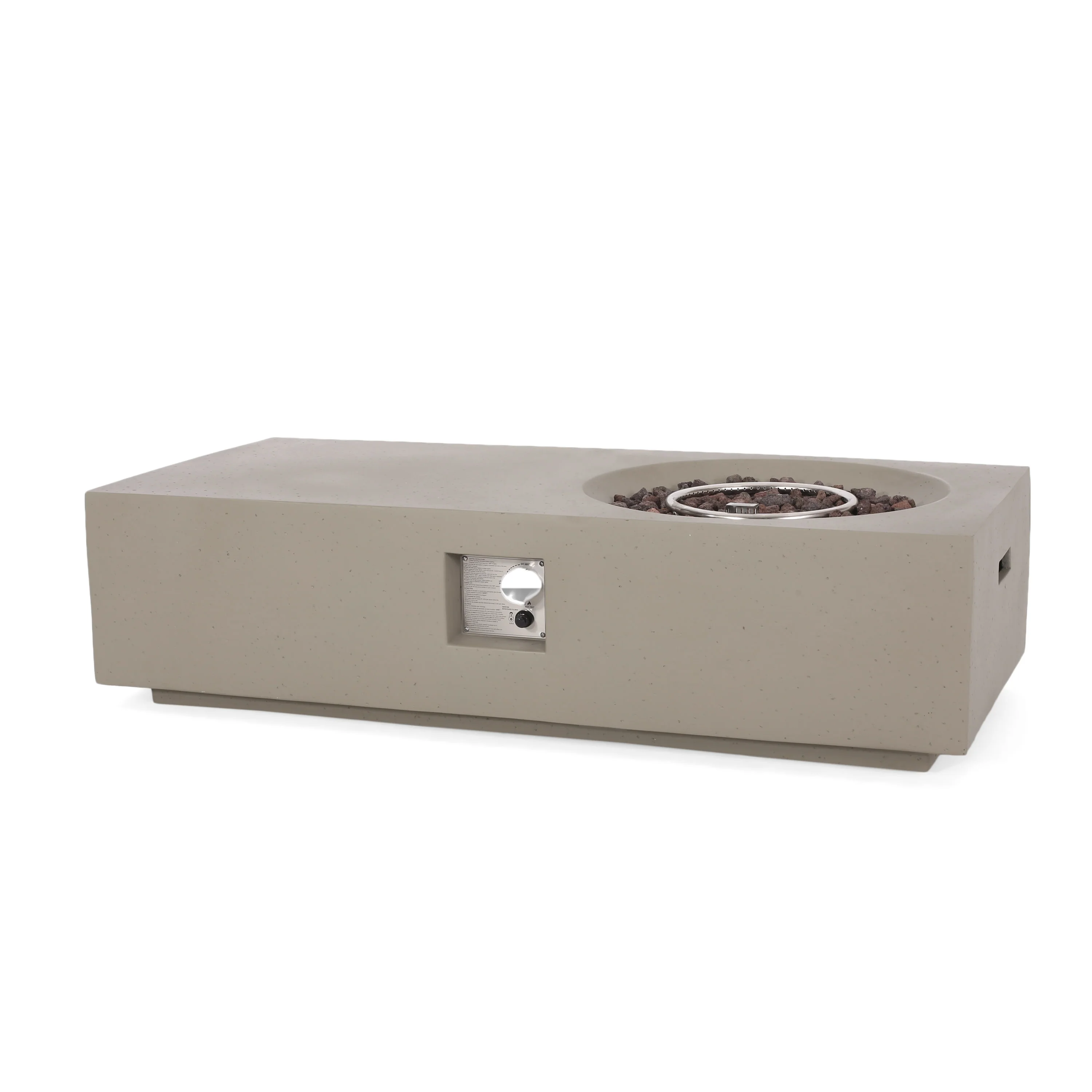 Fernhill Outdoor 50,000 BTU Lightweight Concrete Rectangular Fire Pit Table (No Tank Holder), Light Gray - furnishings