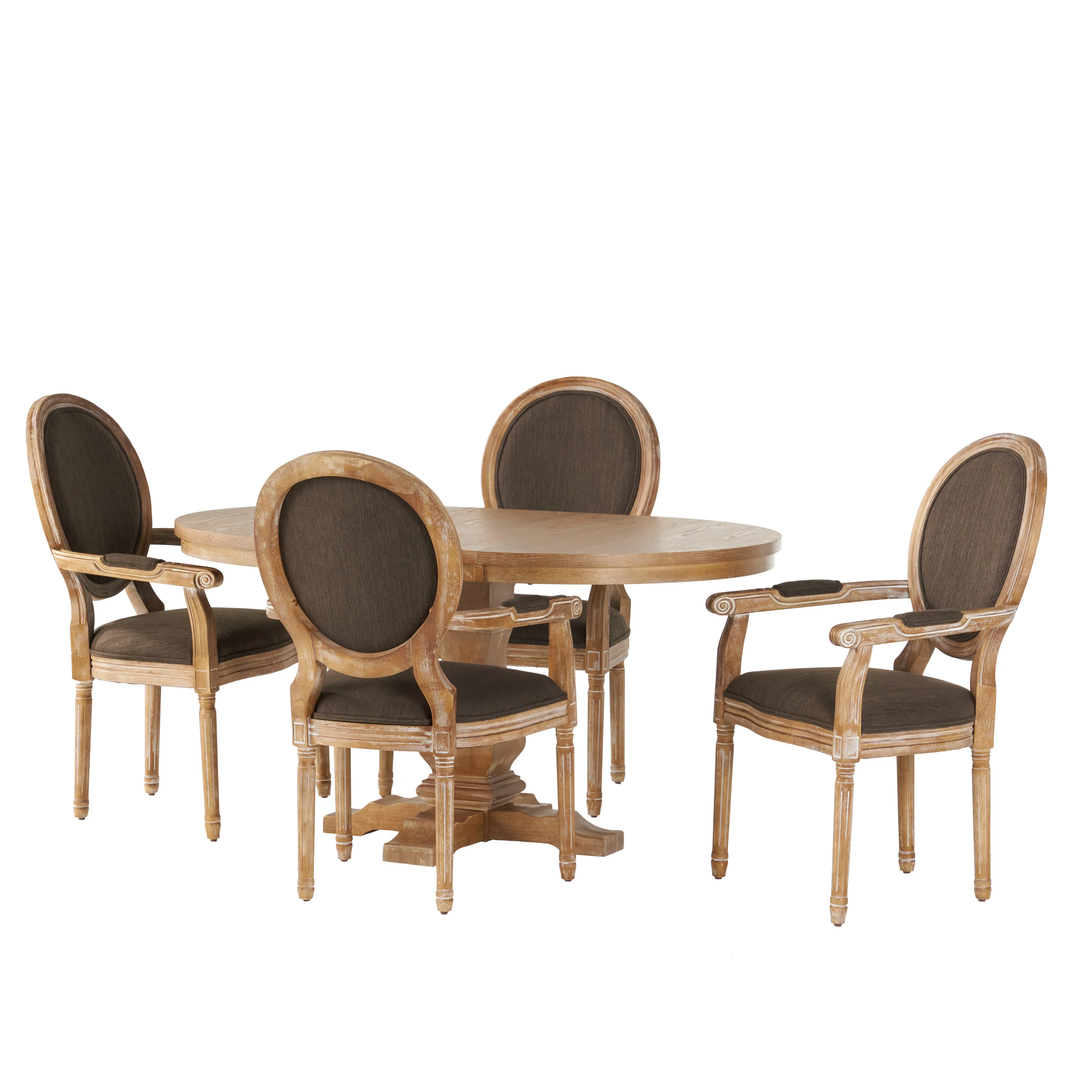Aisenbrey French Country Wood 5-Piece Expandable Oval Dining Set - furnishings