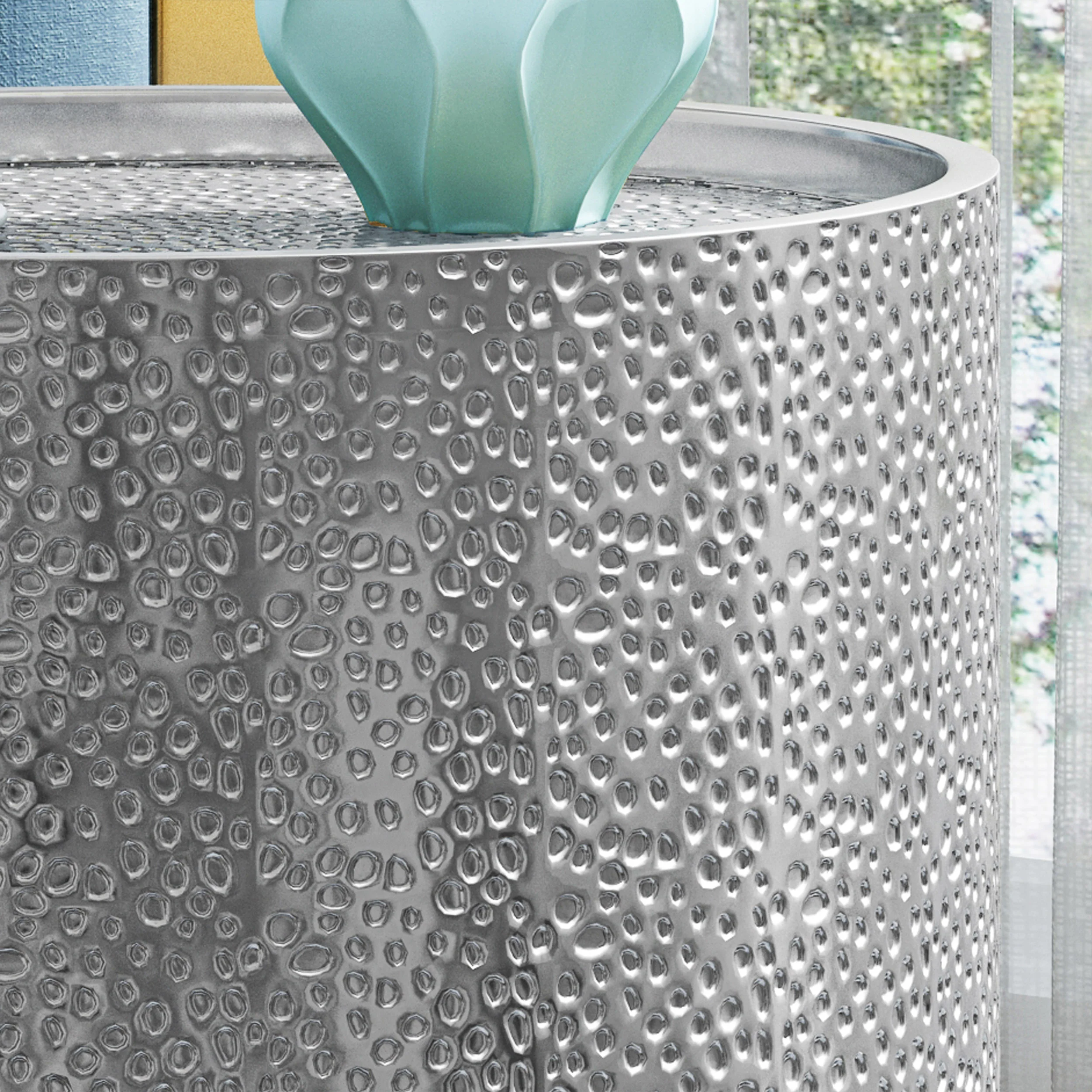 Kaylee Modern Round Hammered Iron Accent Table (2 Pack) - furnishings