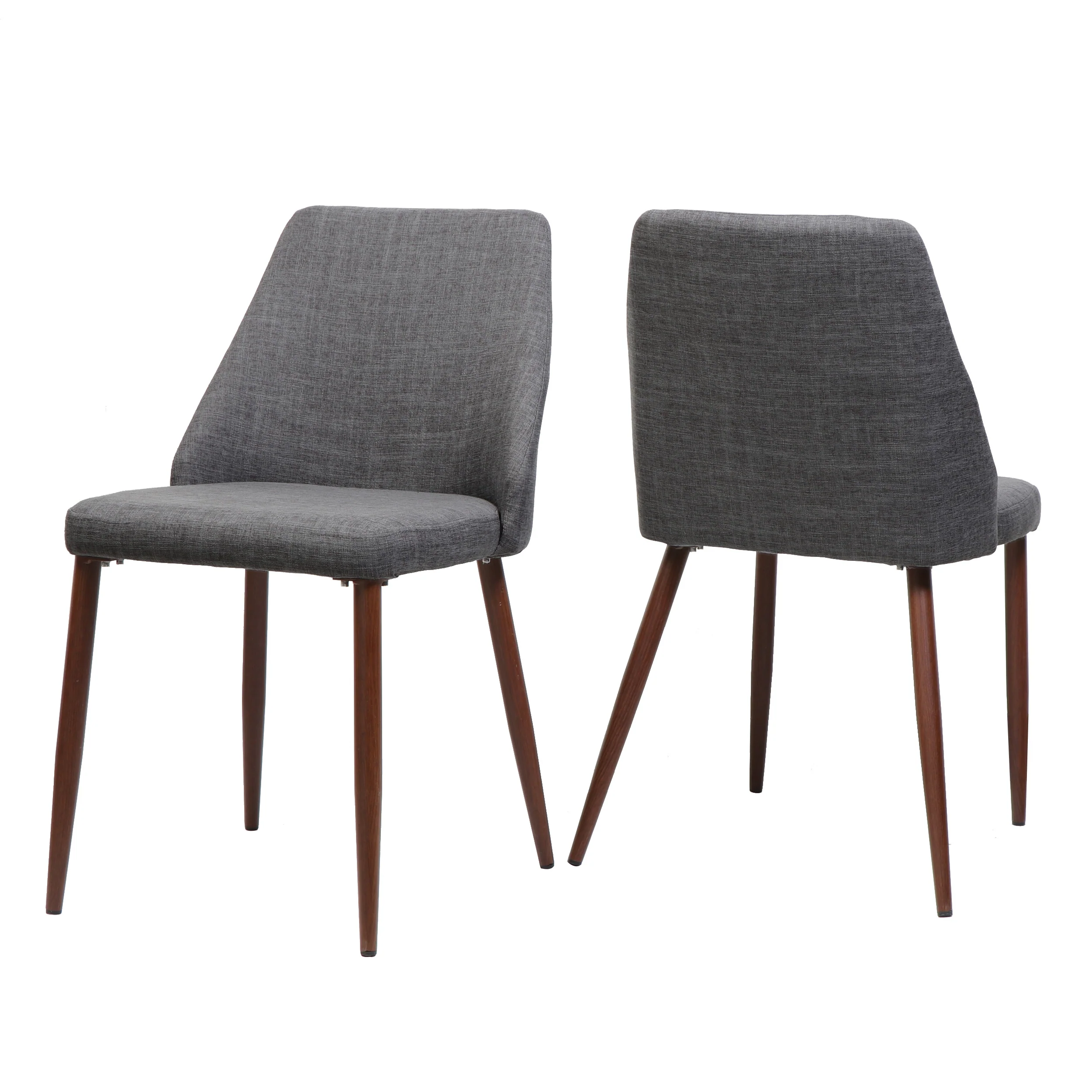 Mable Mid Century Fabric Dining Chairs with Wood Finished Legs - Set of 2 - furnishings