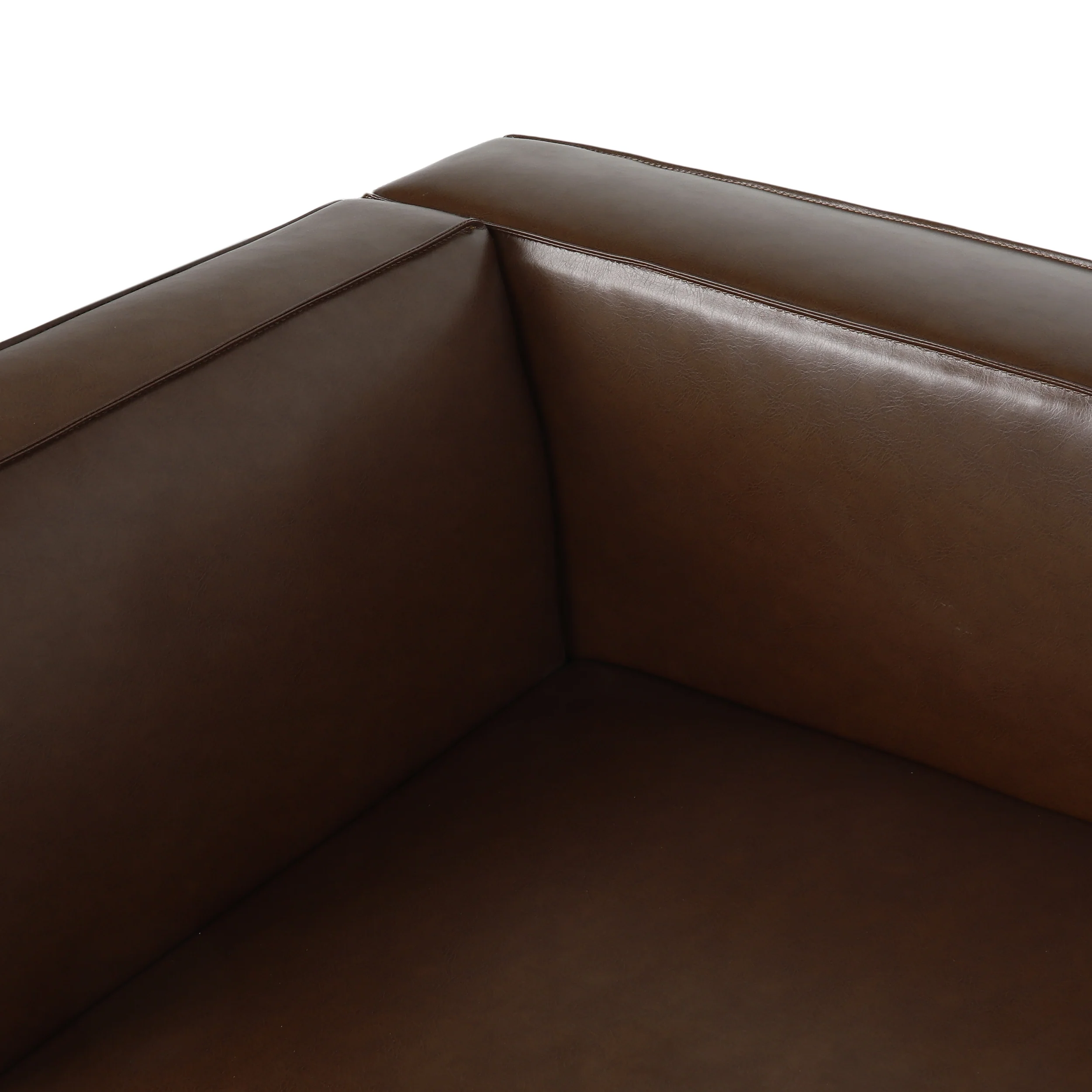 Minkler Contemporary Faux Leather 3 Seater Sofa with Chaise Lounge - furnishings