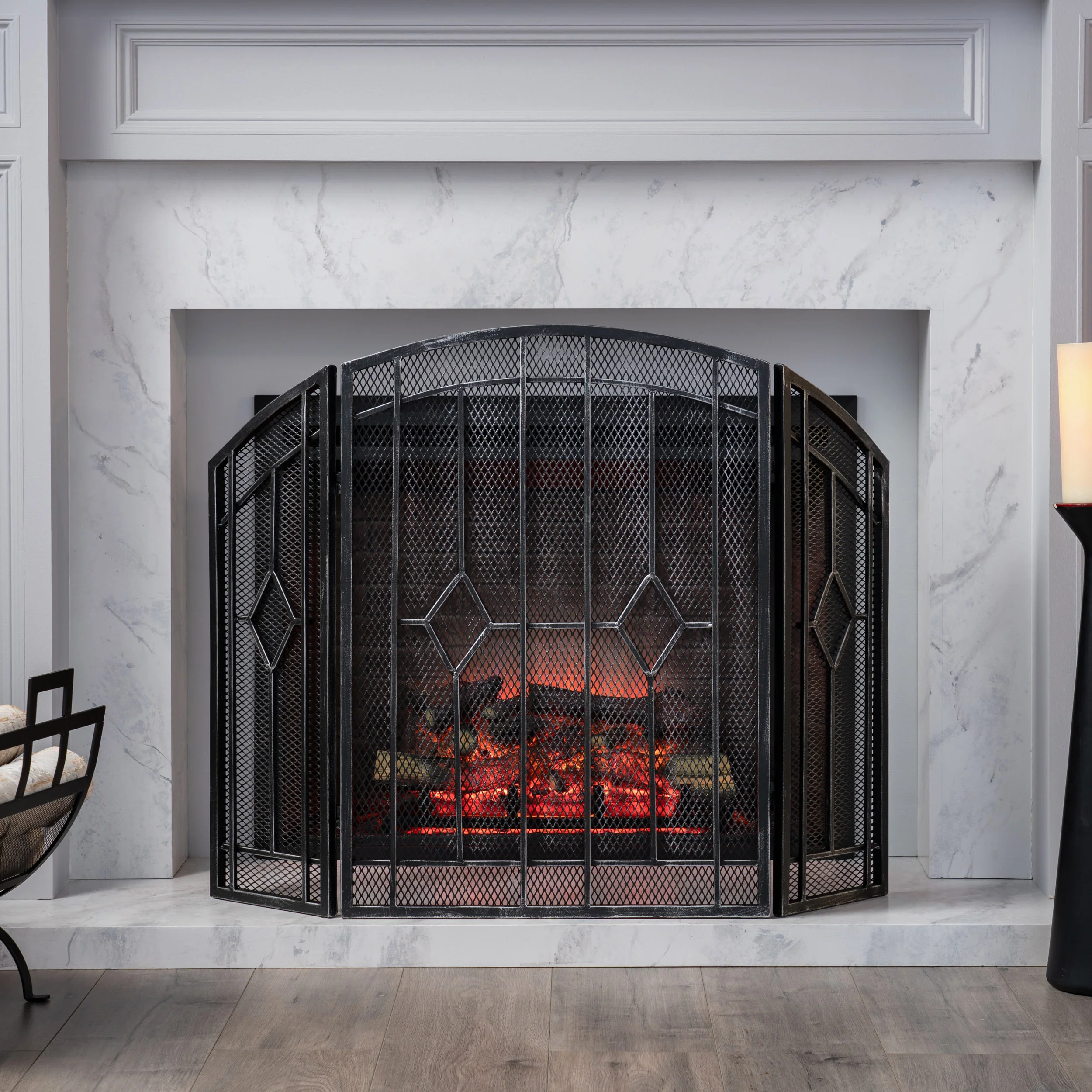 Jacoby Contemporary Three Panel Iron Firescreen - furnishings