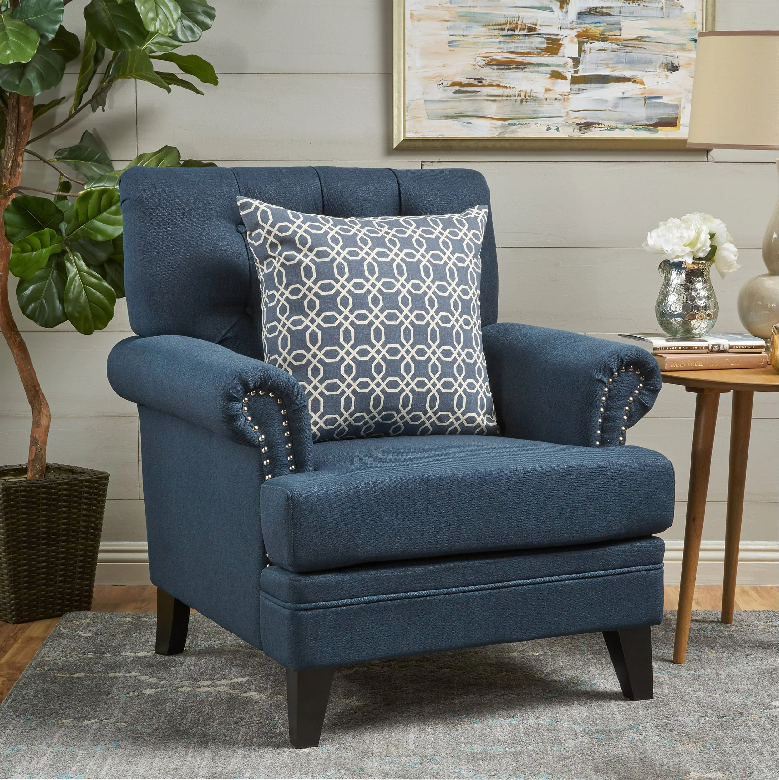 Arielle Plush Tufted Back Fabric Club Armchair - furnishings