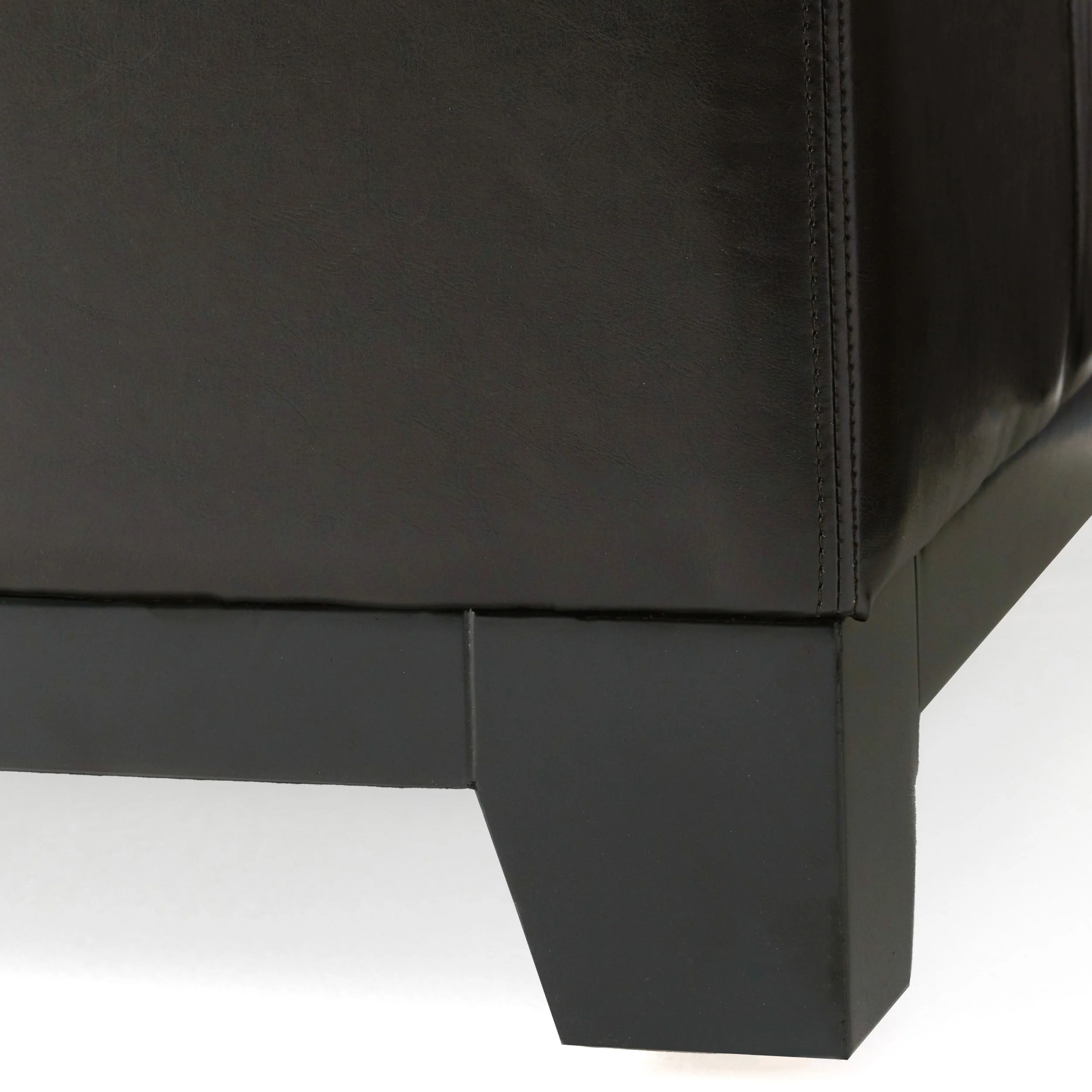 Avalon Button Tufted Espresso Leather Square Ottoman Coffee Table - furnishings
