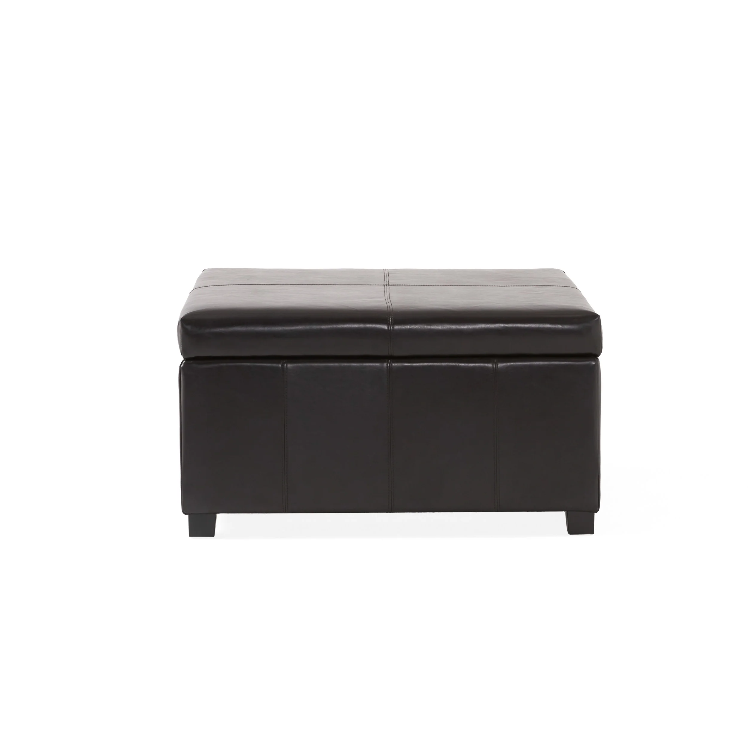 Berkeley Espresso Leather Storage Ottoman Coffee Table - furnishings