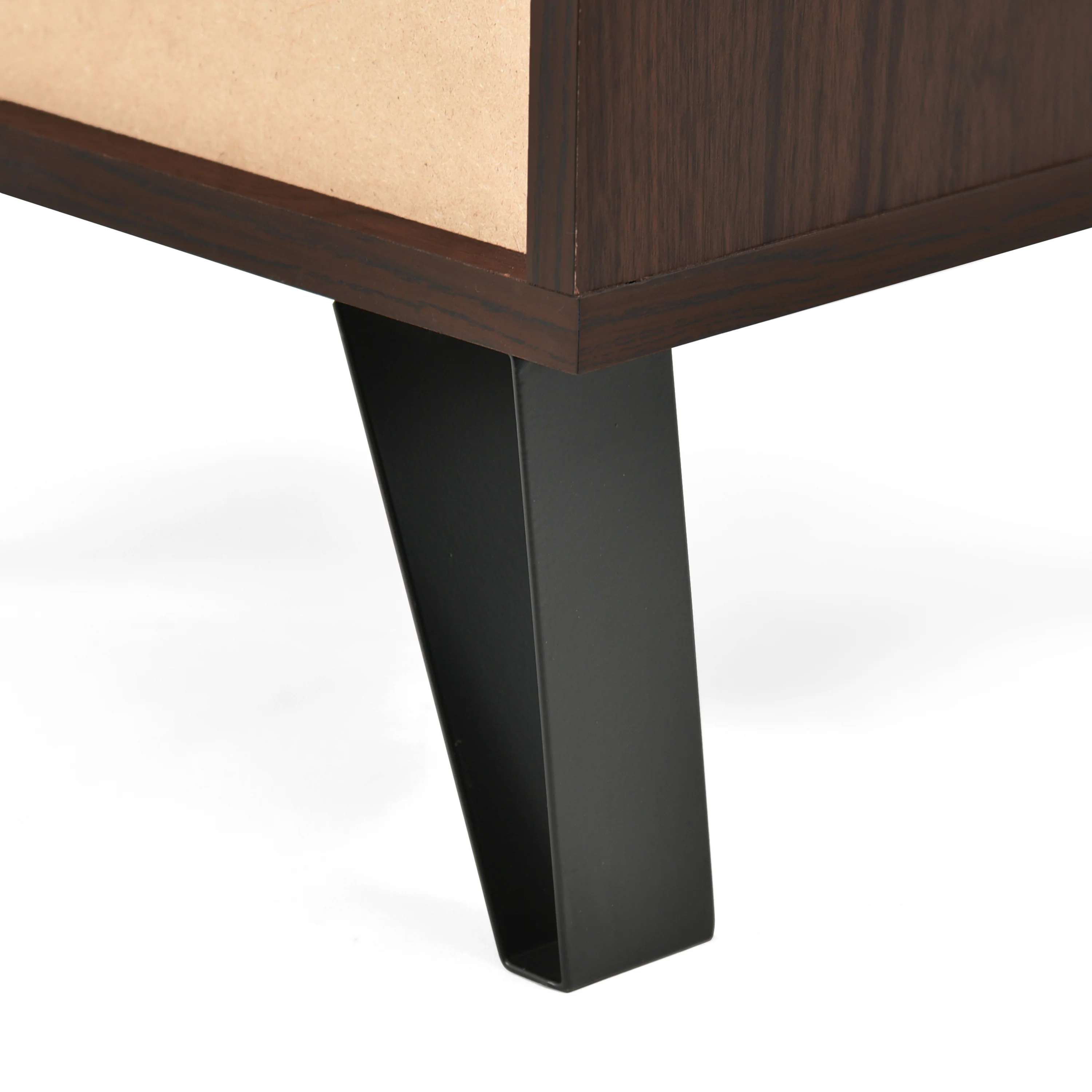 Demijen Modern Industrial Tall Nightstand with Drawer, Walnut and Matte Black - furnishings