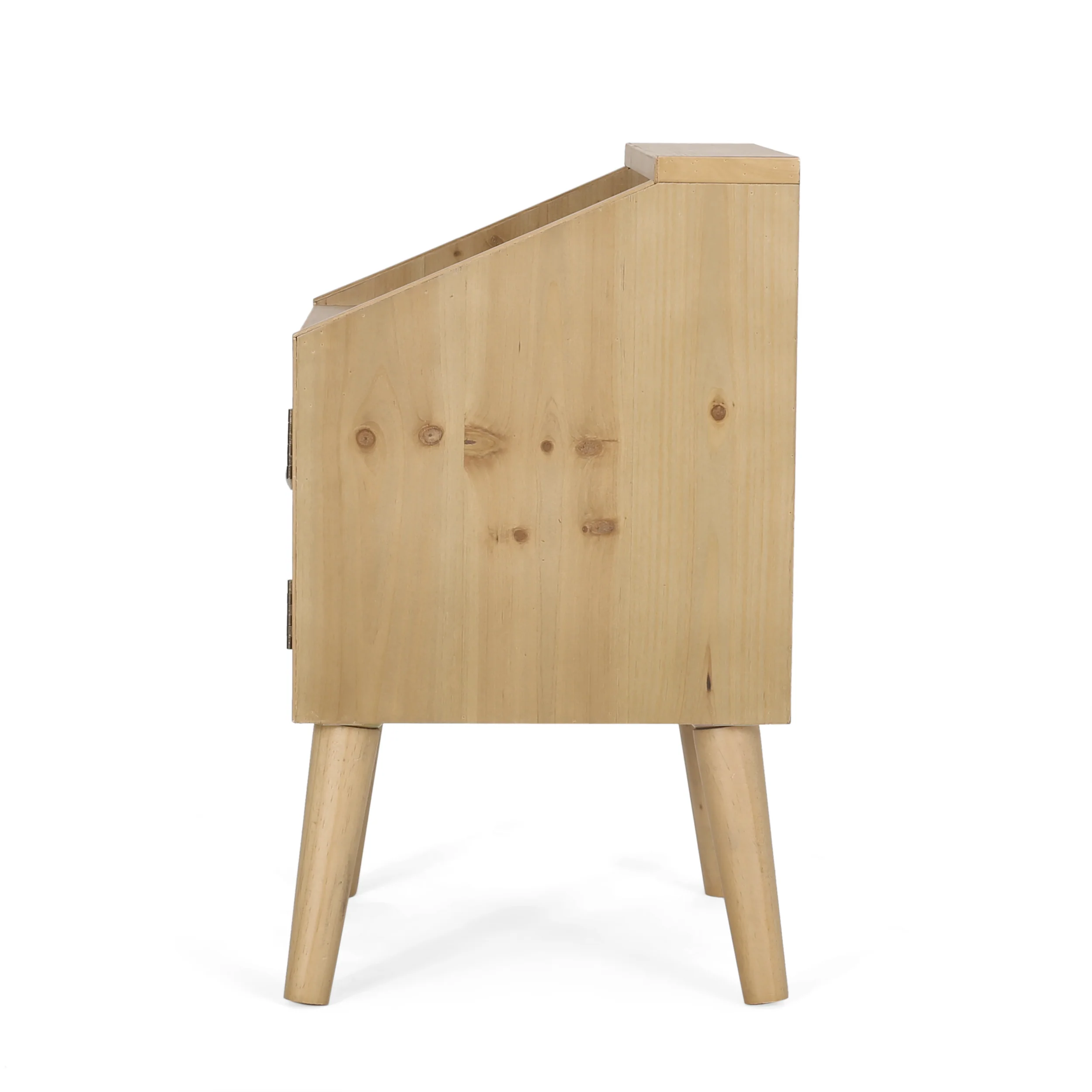 Barrere Contemporary End Table with Hutch, Natural and White - furnishings