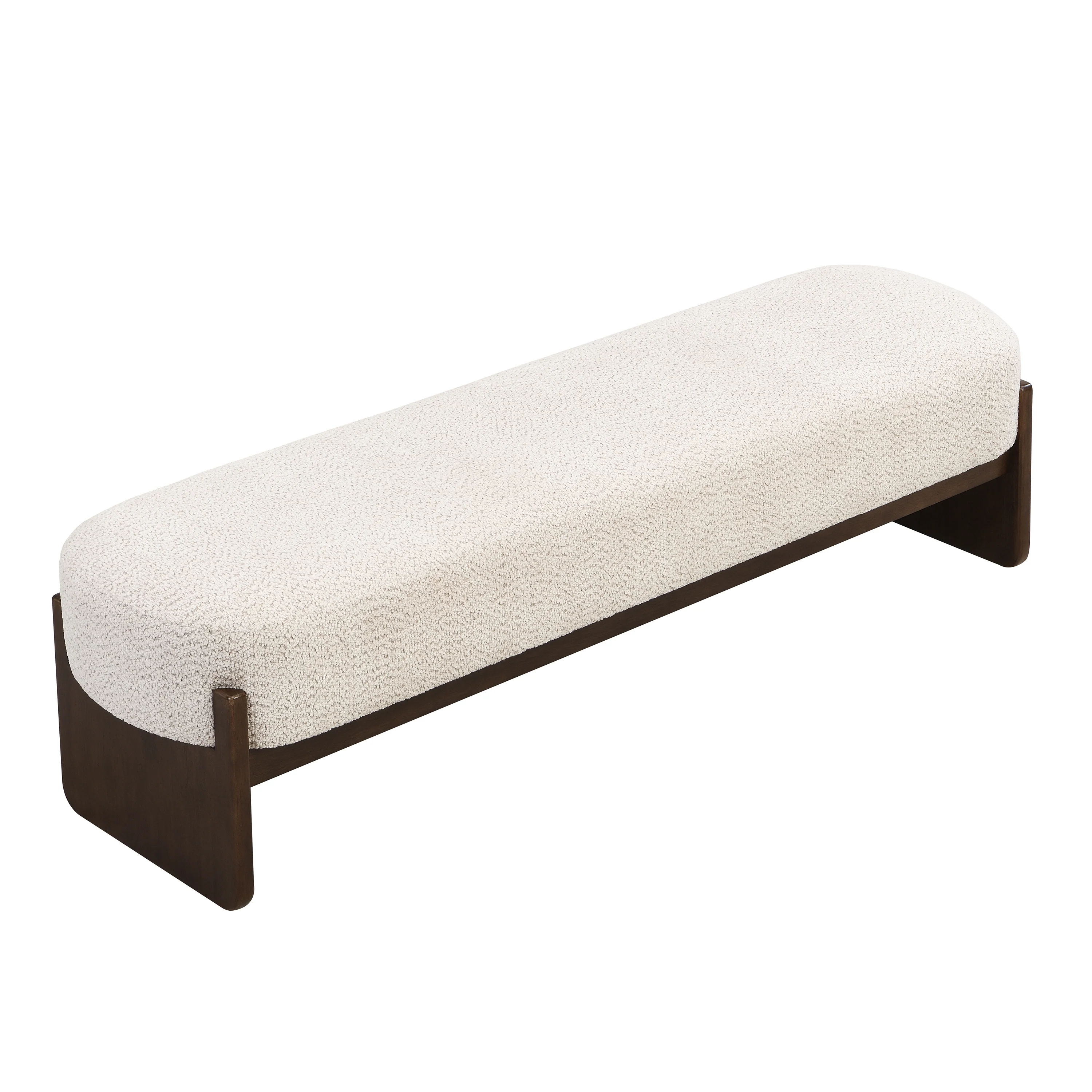 Sorena Modern Upholstered Loop Yarn Ottoman, Solid Wood - furnishings
