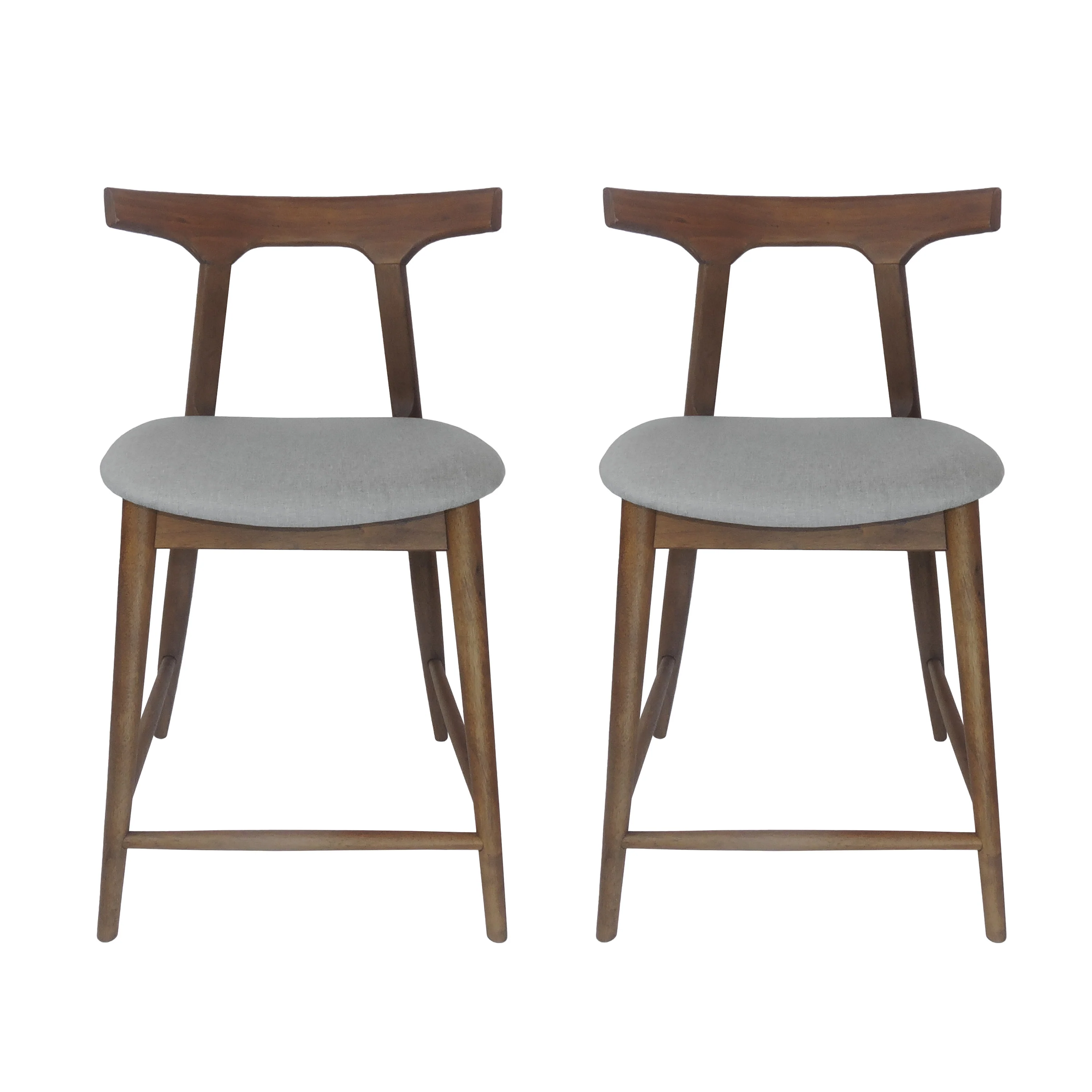 Annett Mid Century Modern Fabric Upholstered Wood 24.5 Inch Counter Stools (Set of 2) - furnishings