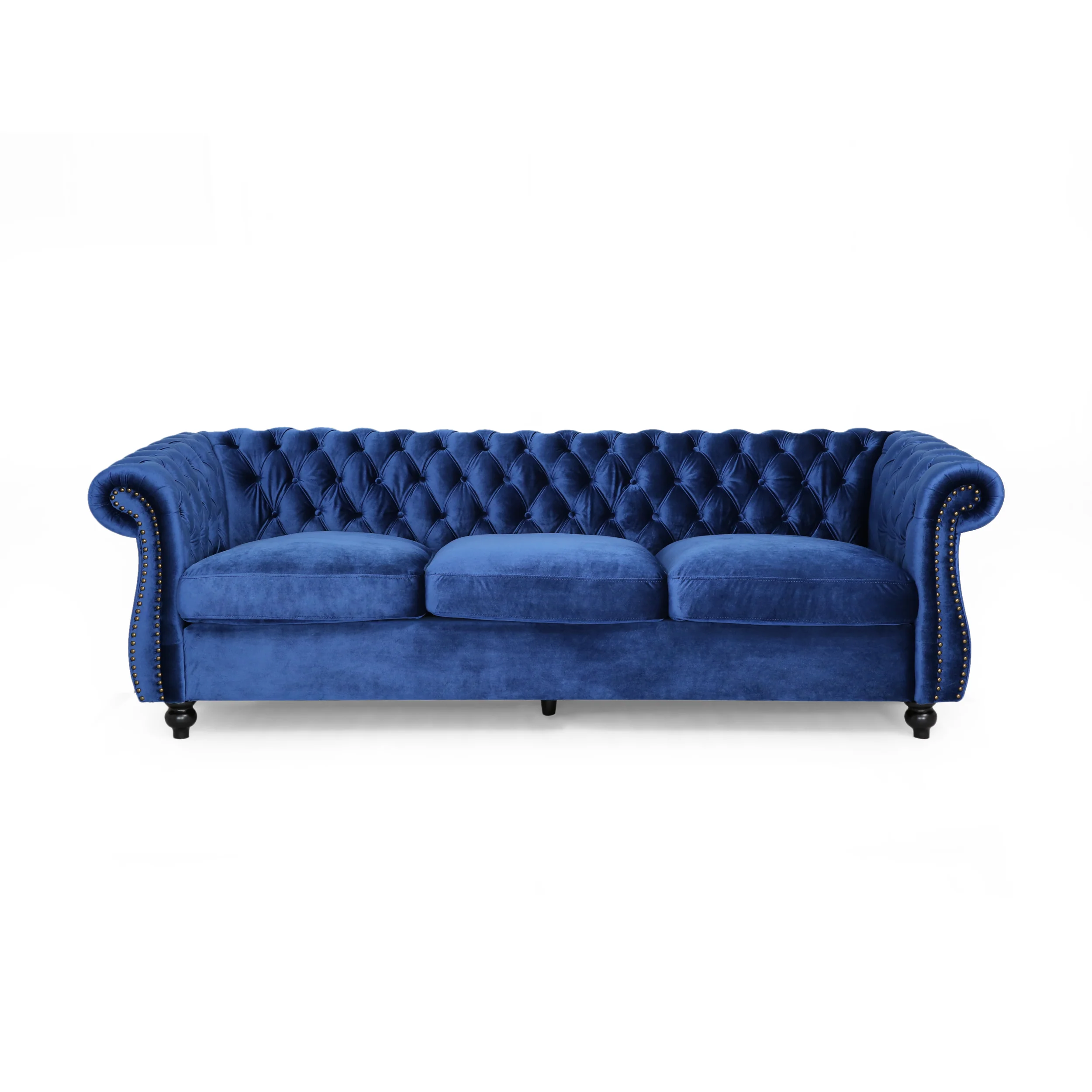 Vita Chesterfield Tufted Microfiber Sofa with Scroll Arms - furnishings