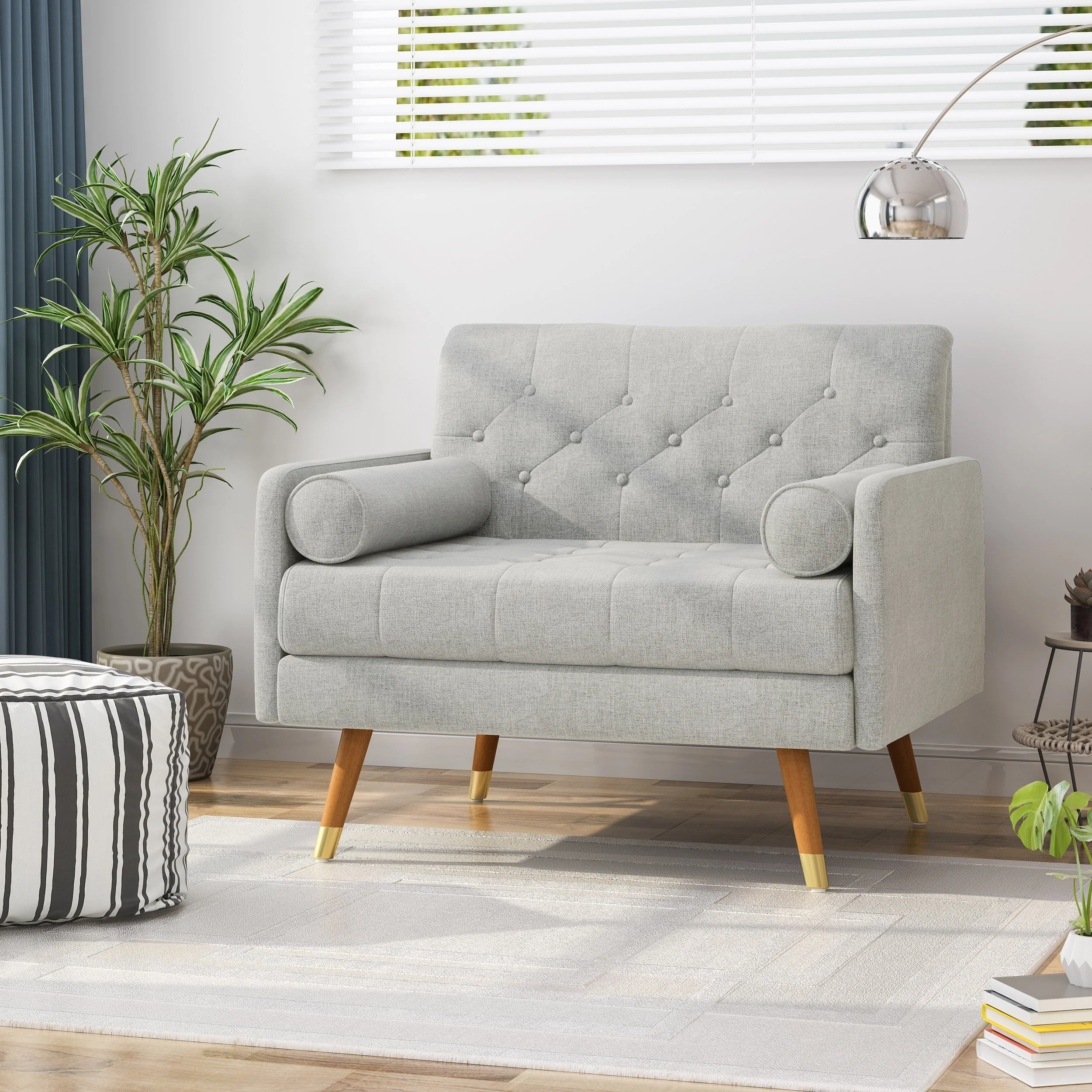 Nour Mid Century Modern Armchair And A Half - furnishings