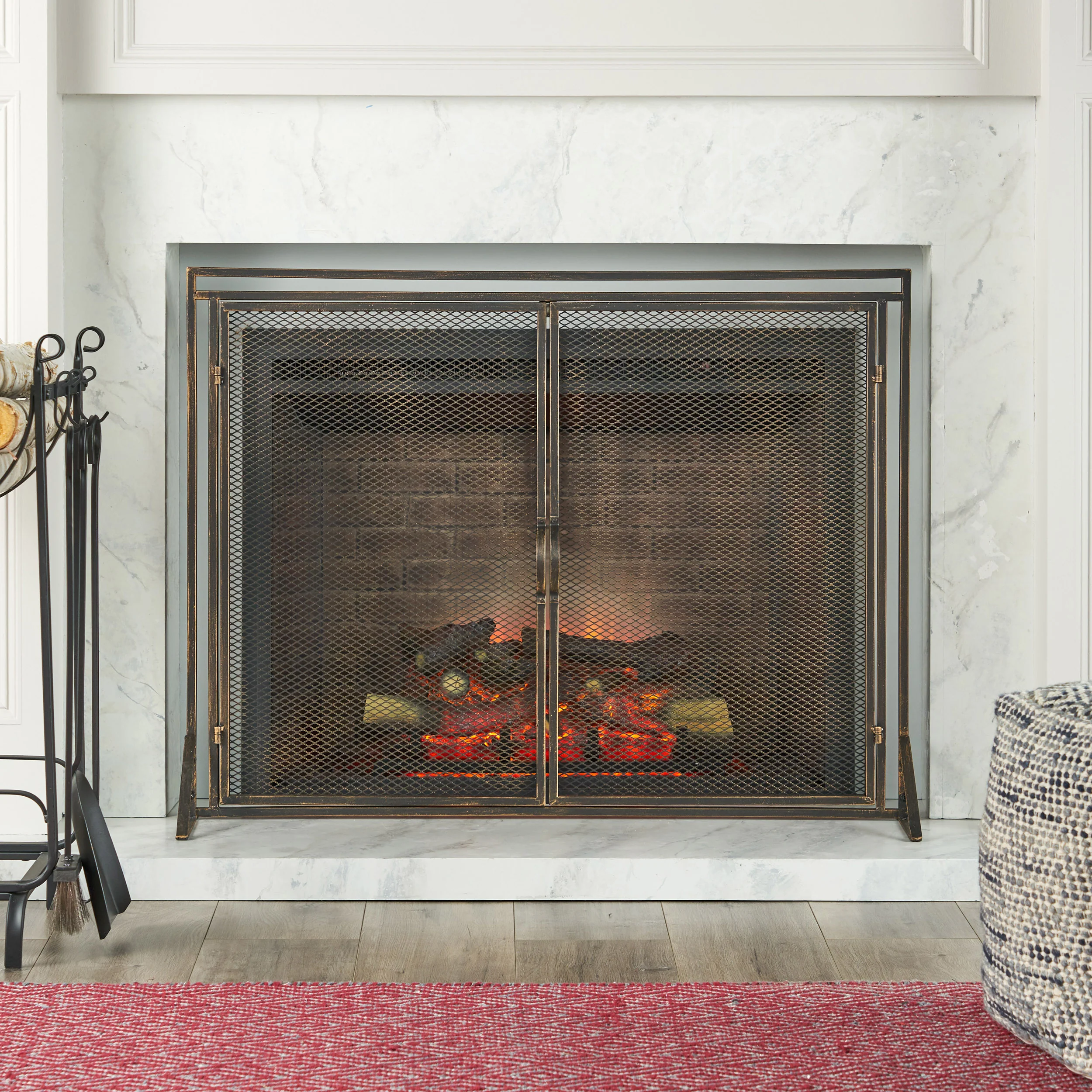 Kolten Modern Iron Fireplace Screen - furnishings
