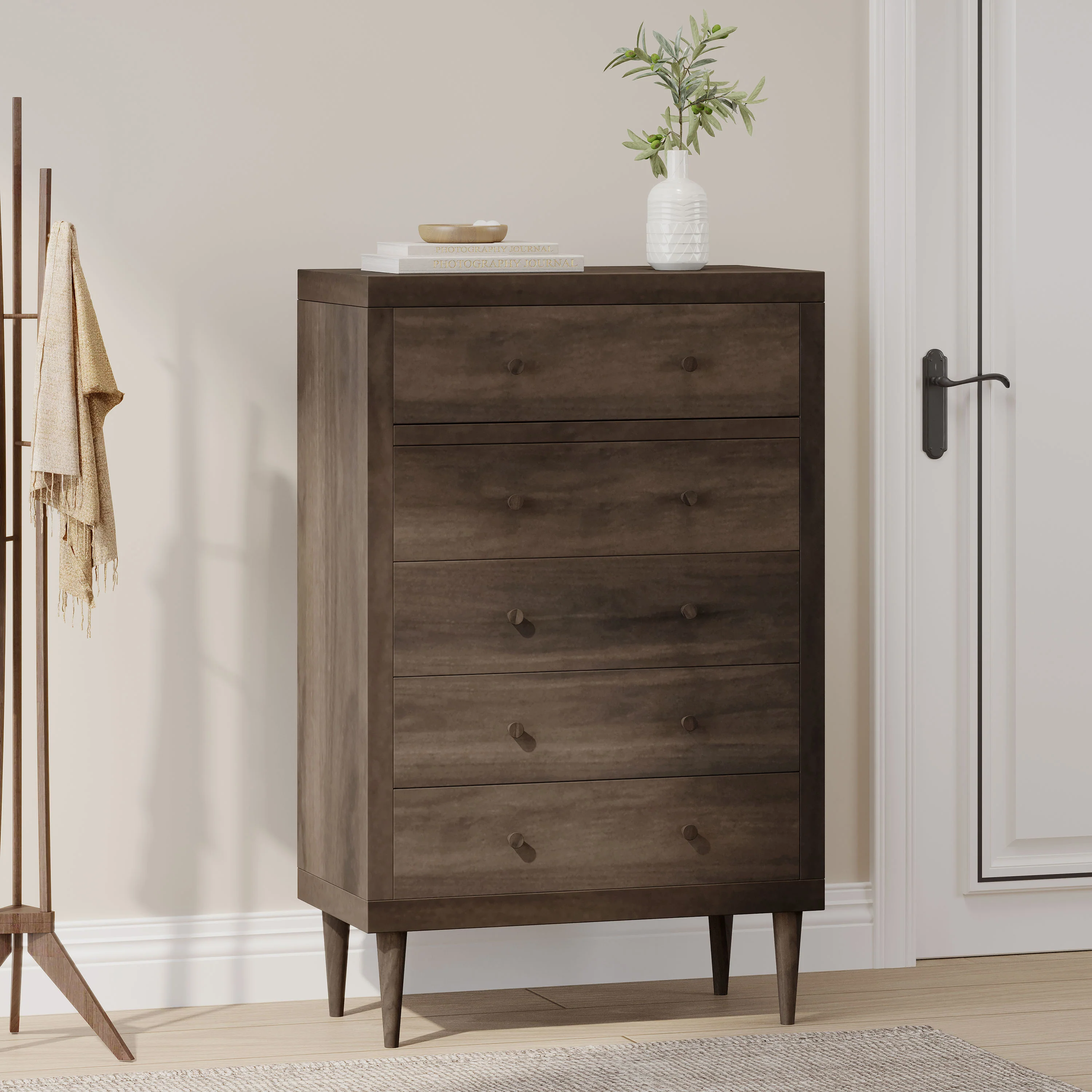 Farhart Mid Century Modern 5 Drawer Dresser - furnishings