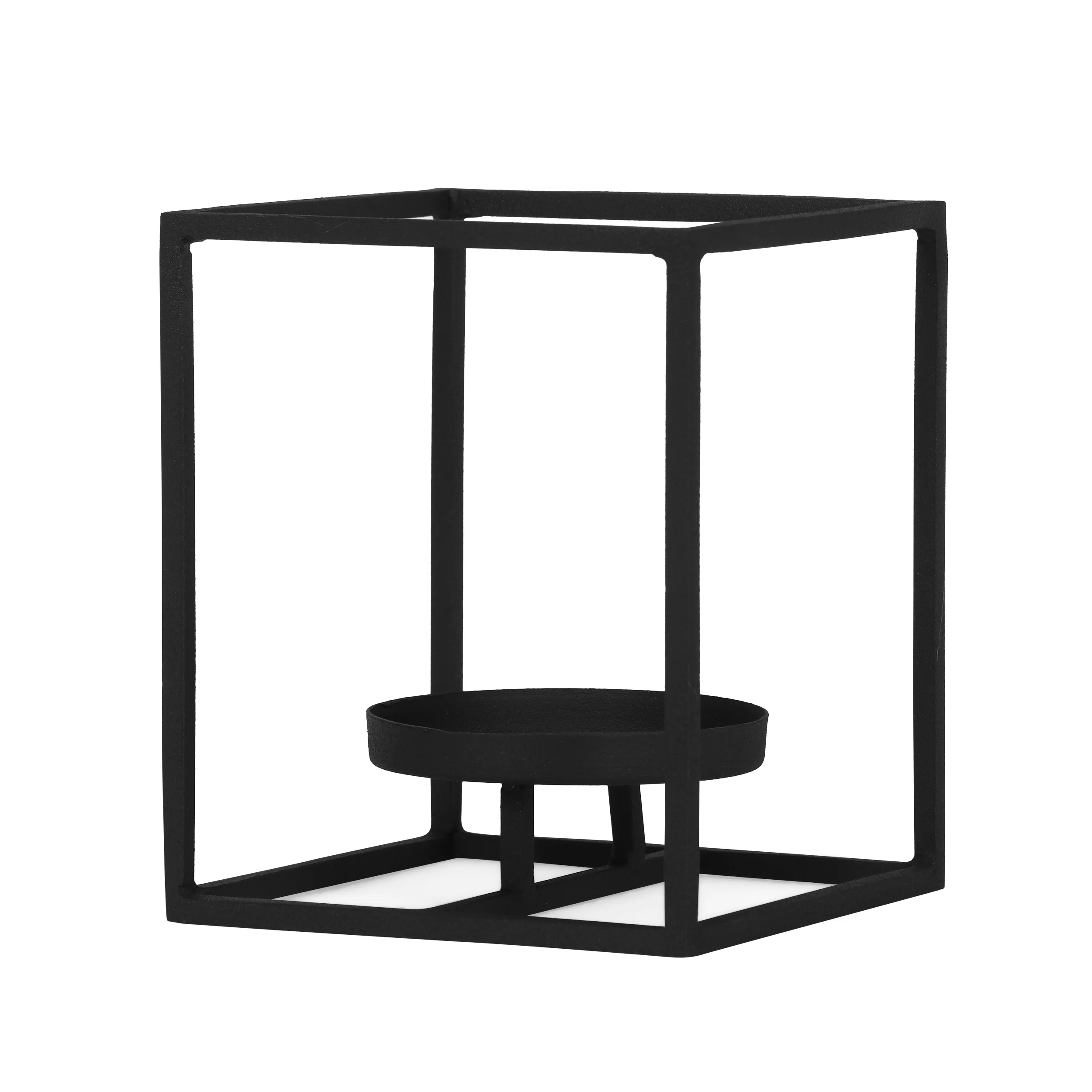 Hallin Handmade Iron Tea Light Candle Holder, Black - furnishings