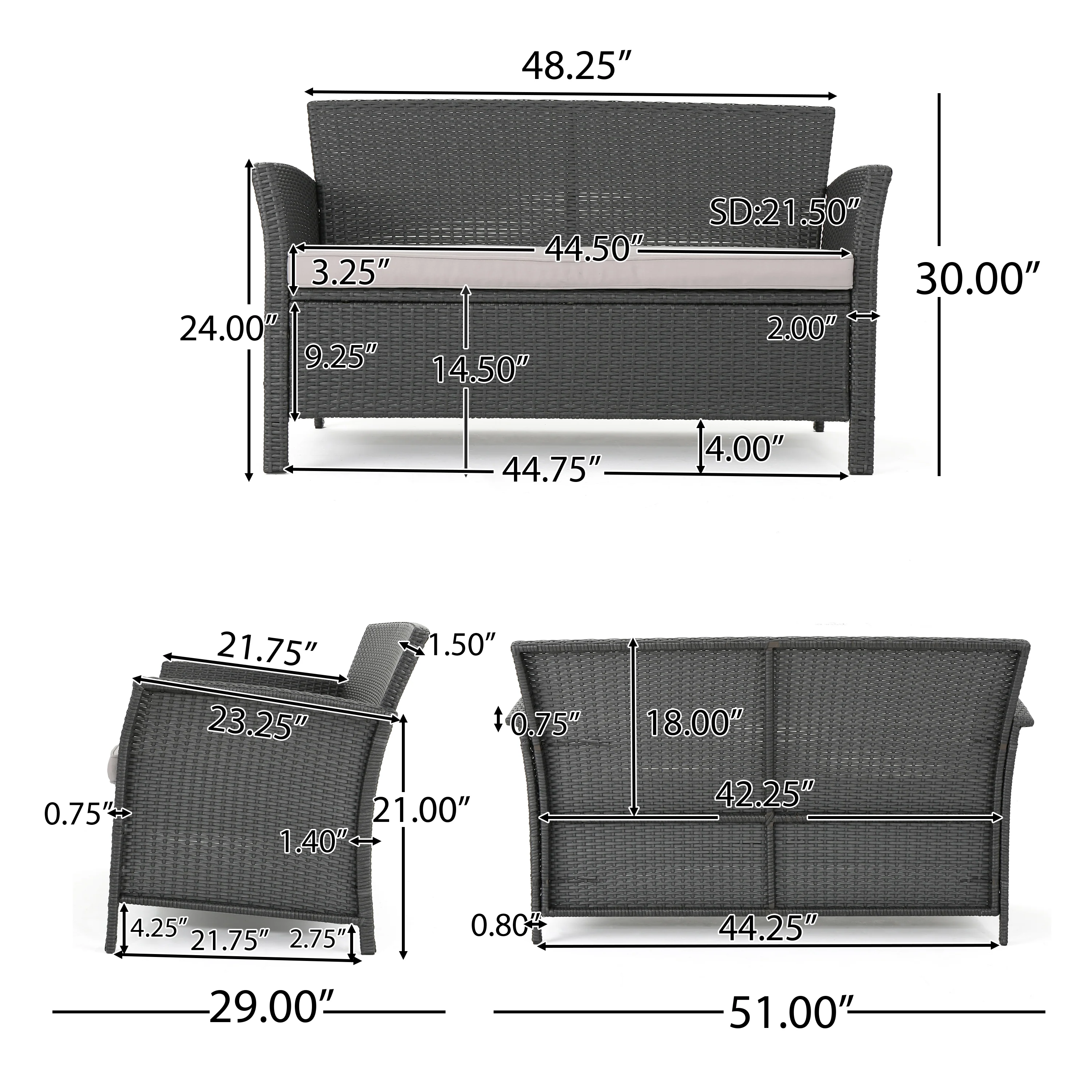 Tori Outdoor Wicker Loveseat - furnishings