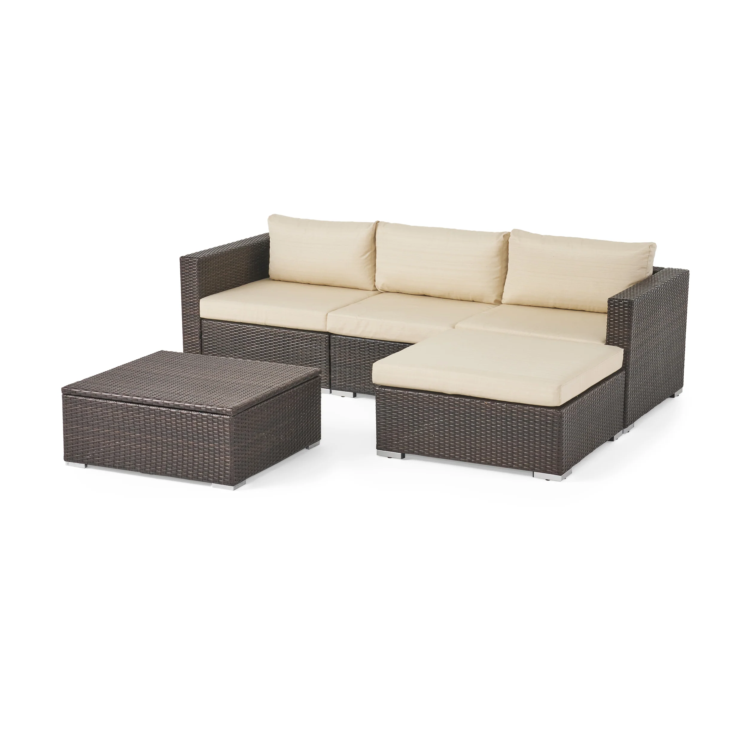 Tammy Rosa Outdoor 3 Seat Wicker Couch Set with  Storage Coffee Table - furnishings