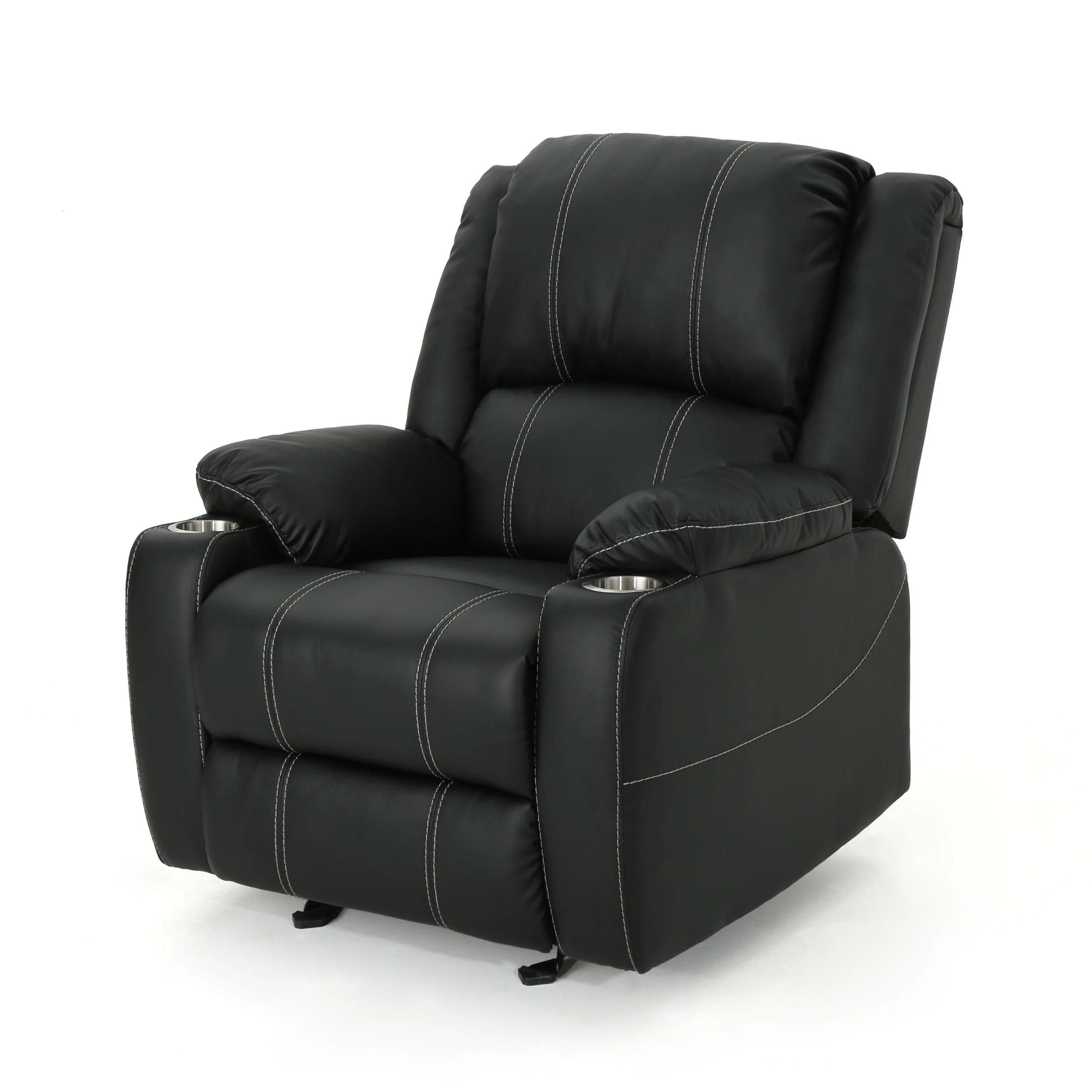 Sophia Traditional Leather Recliner with Steel Cup Holders - furnishings